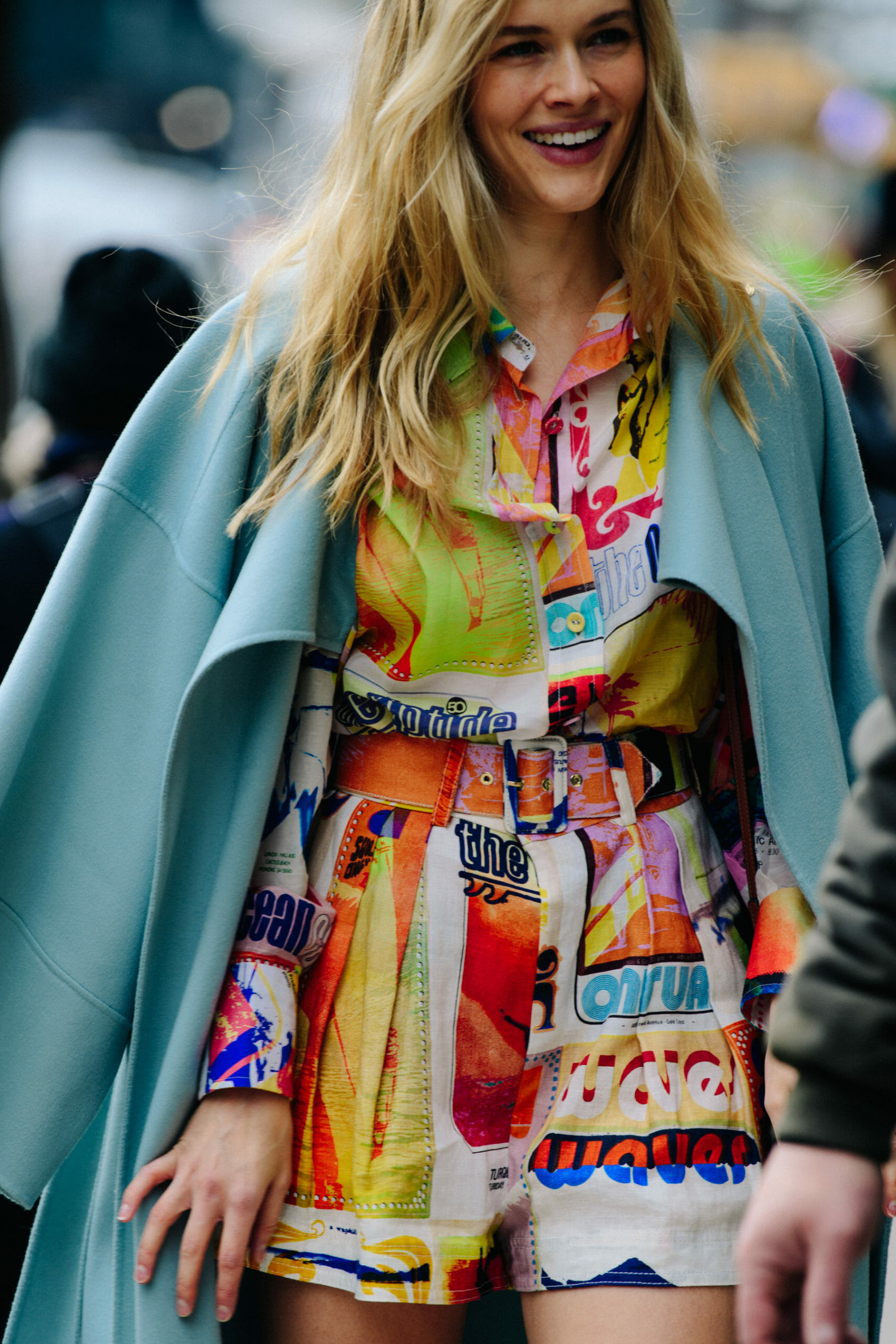 Woman wearing blue jacket