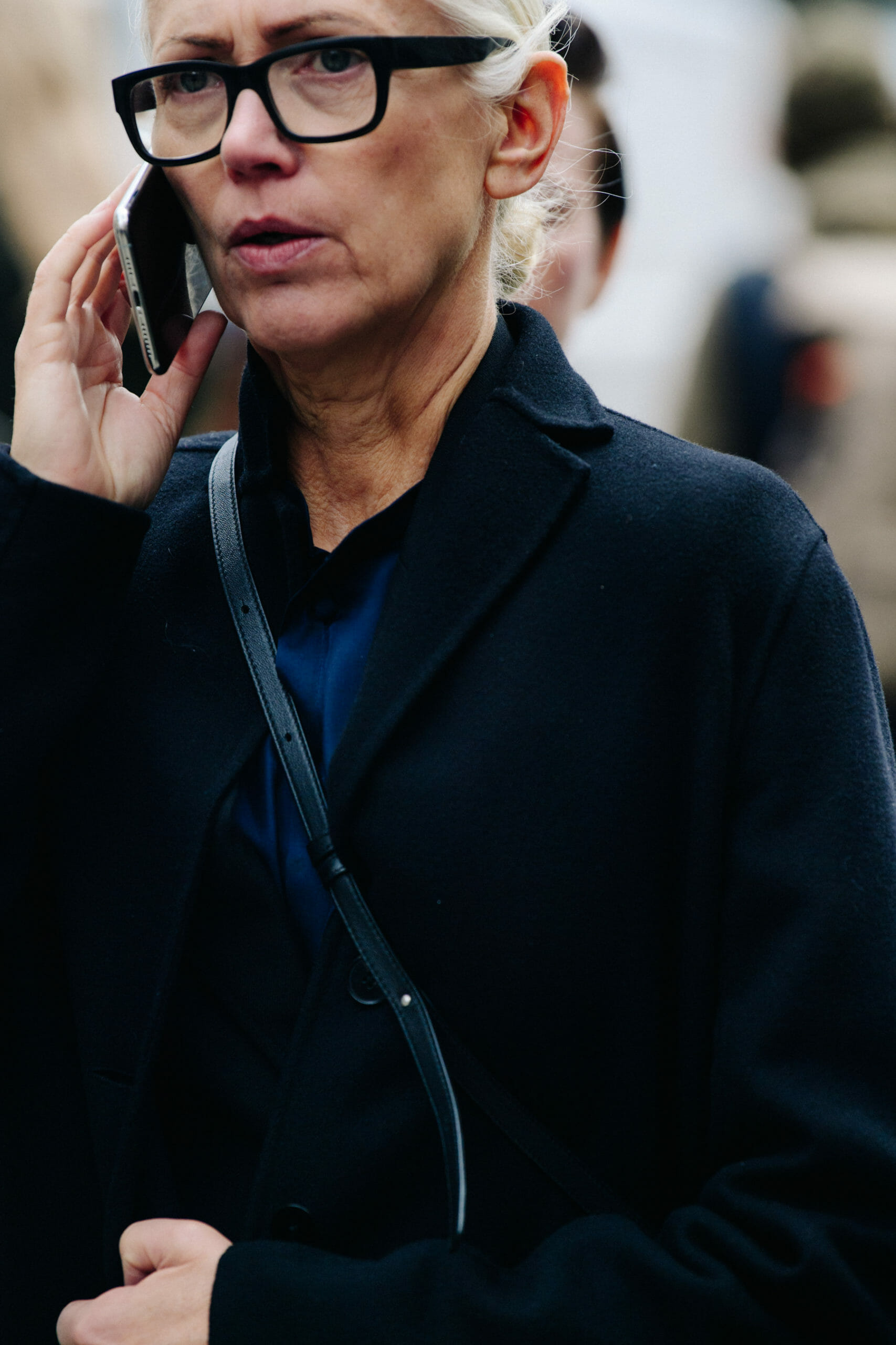 Woman wearing black wool