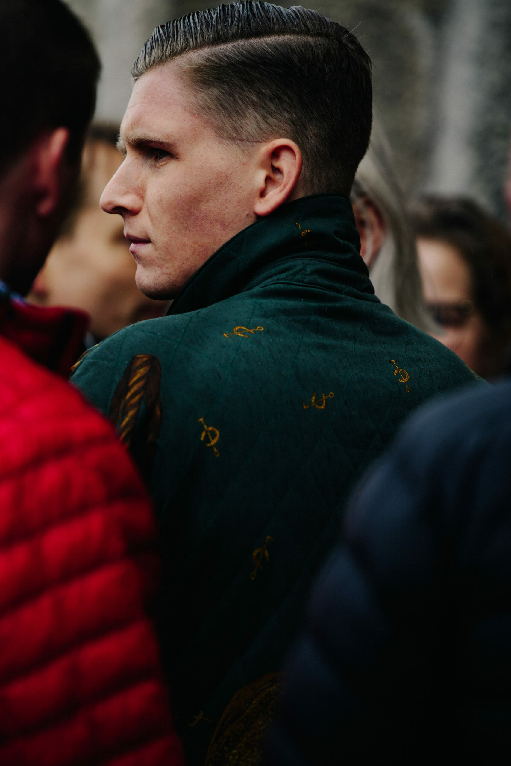 Man wearing pattern jacket
