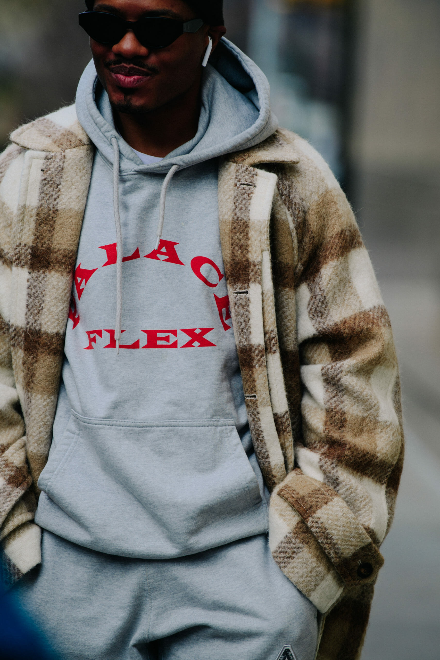 Man wearing grey hoodie