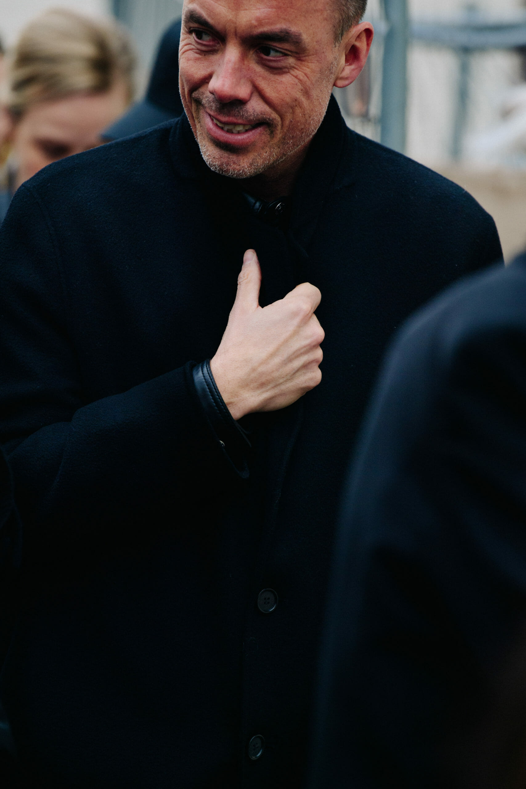 Man wearing wool coat
