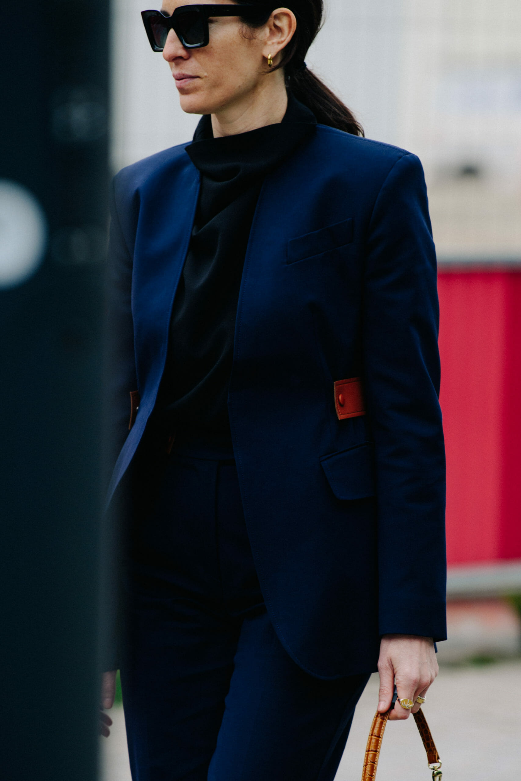 Woman wearing blue blazer