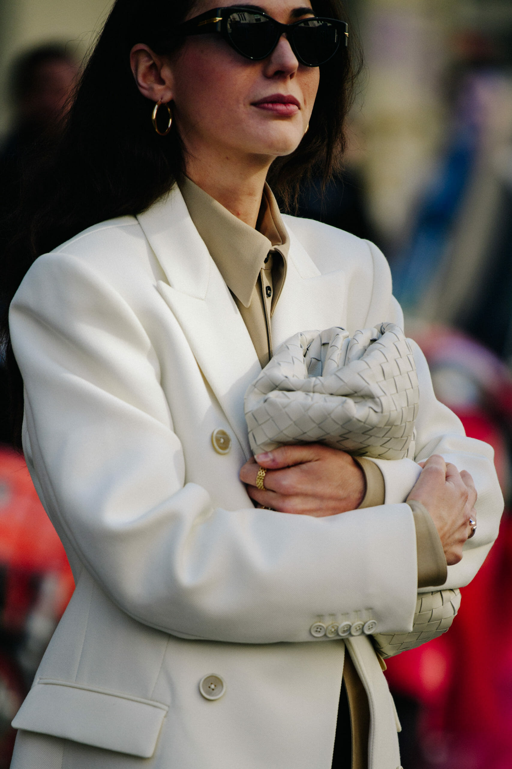 Woman carrying white bag