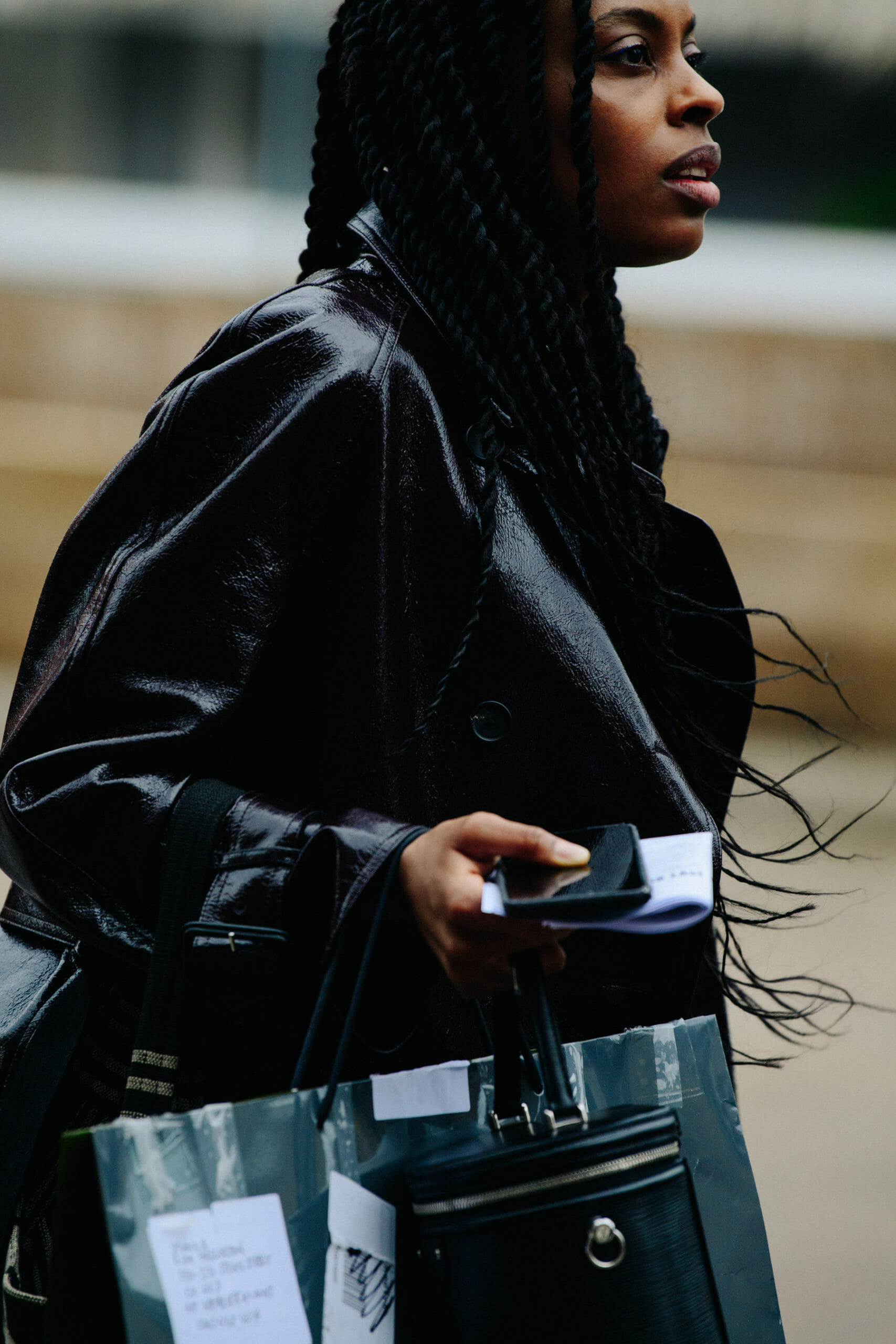 Woman wearing dark coat