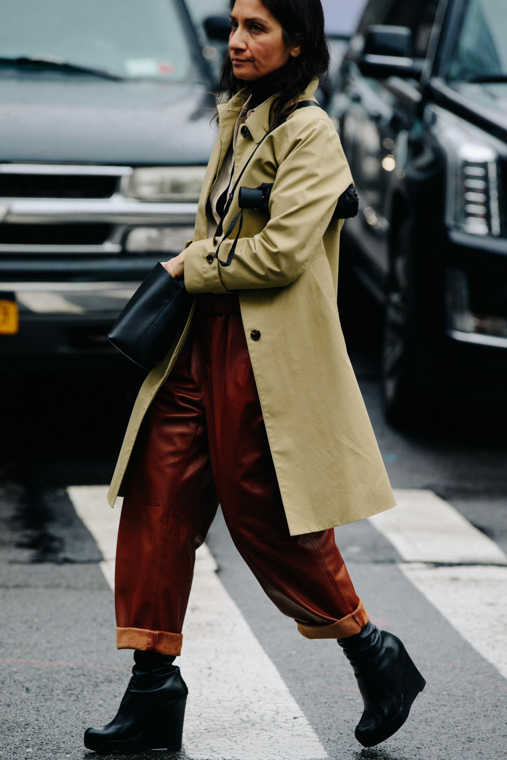 Woman wearing red pants
