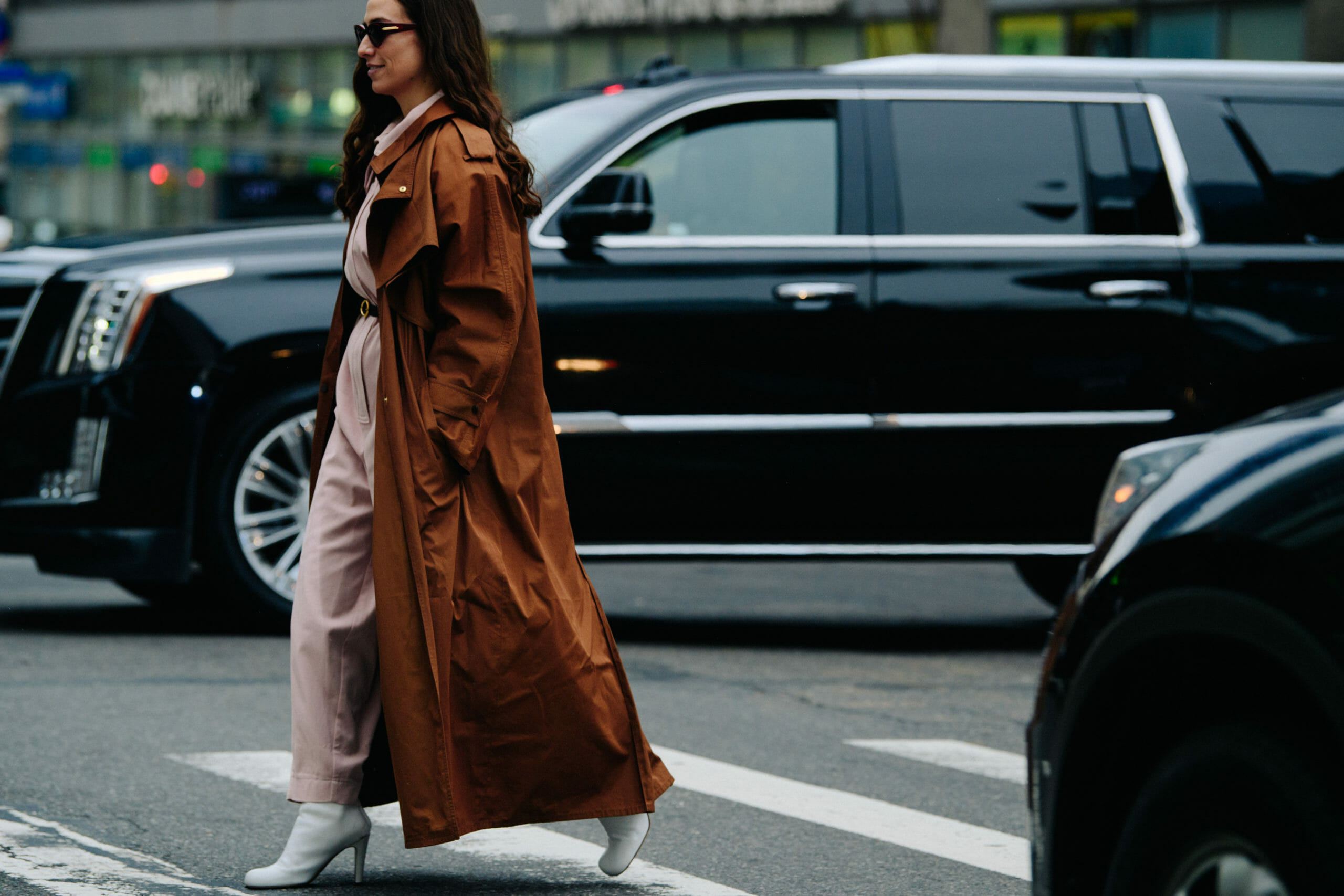Woman wearing white heels