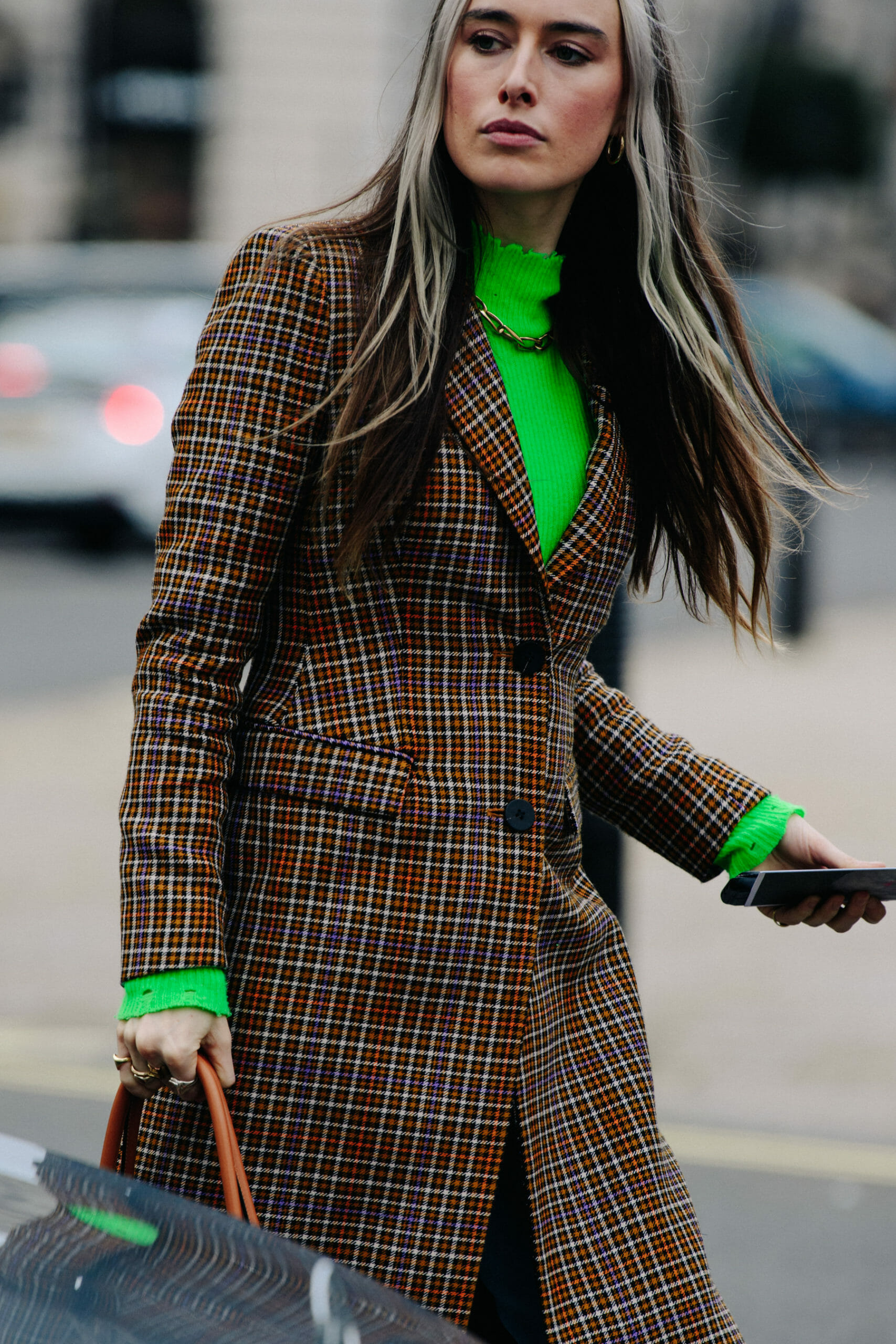 Woman wearing green shirt