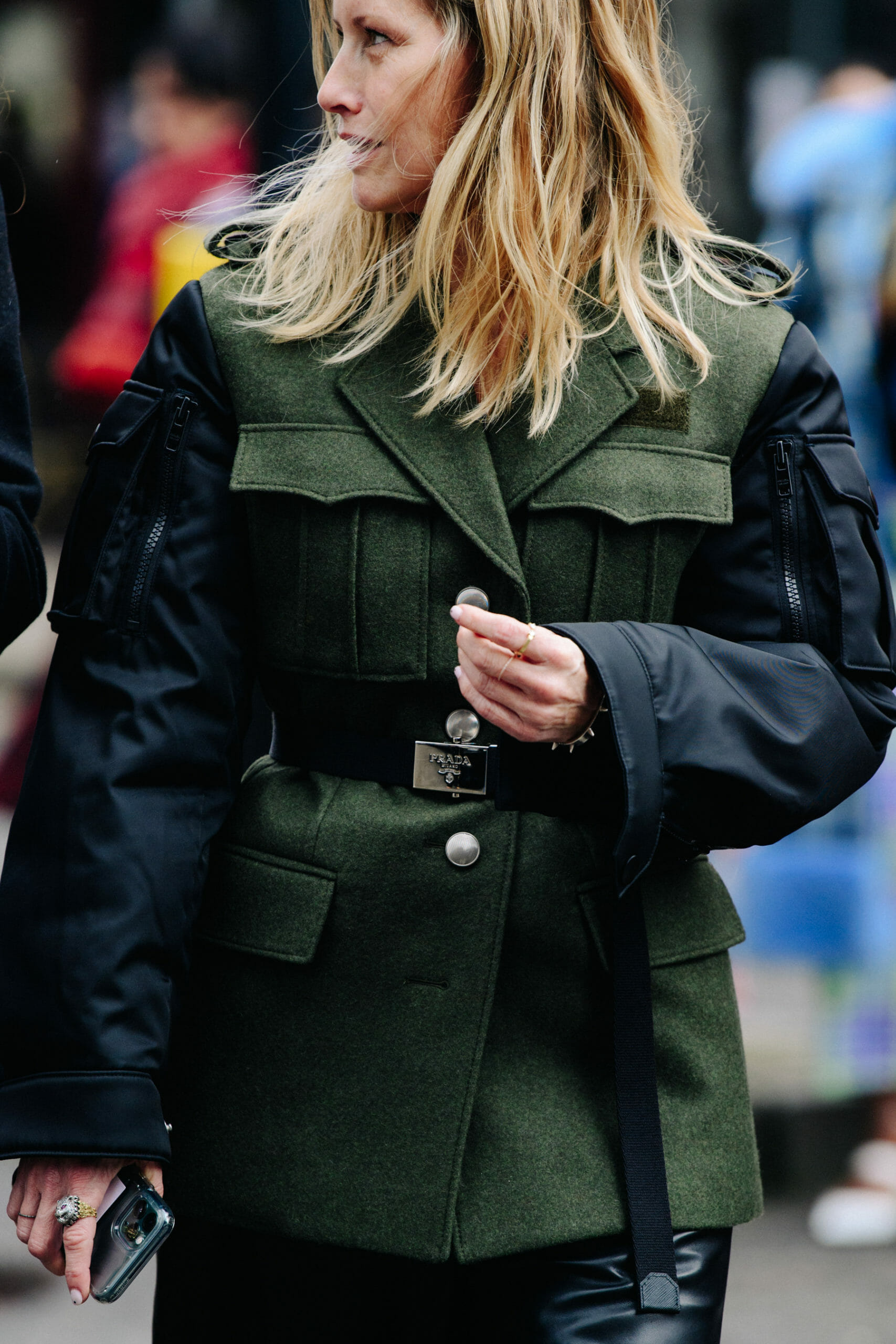 Woman wearing Prada belt