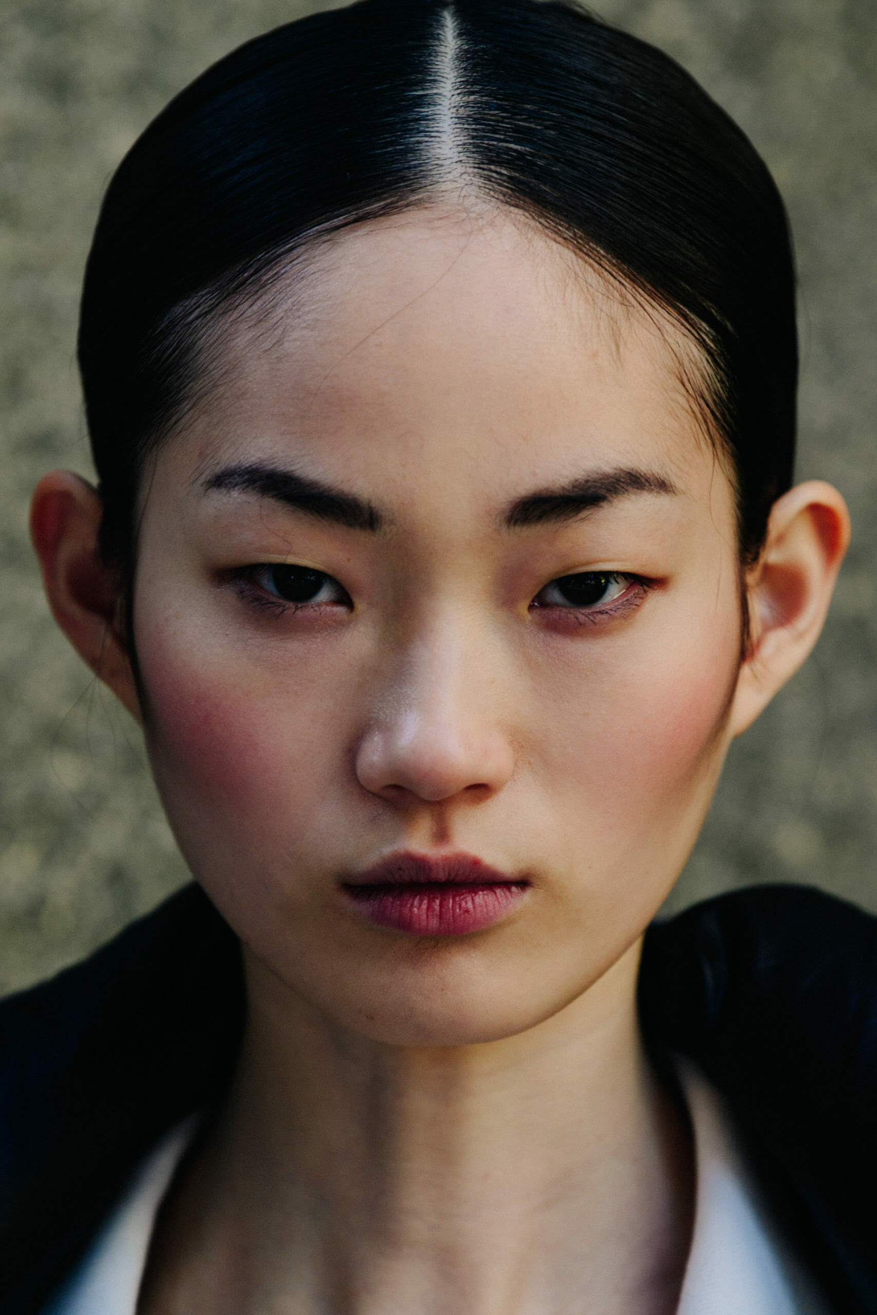Model with slick hair