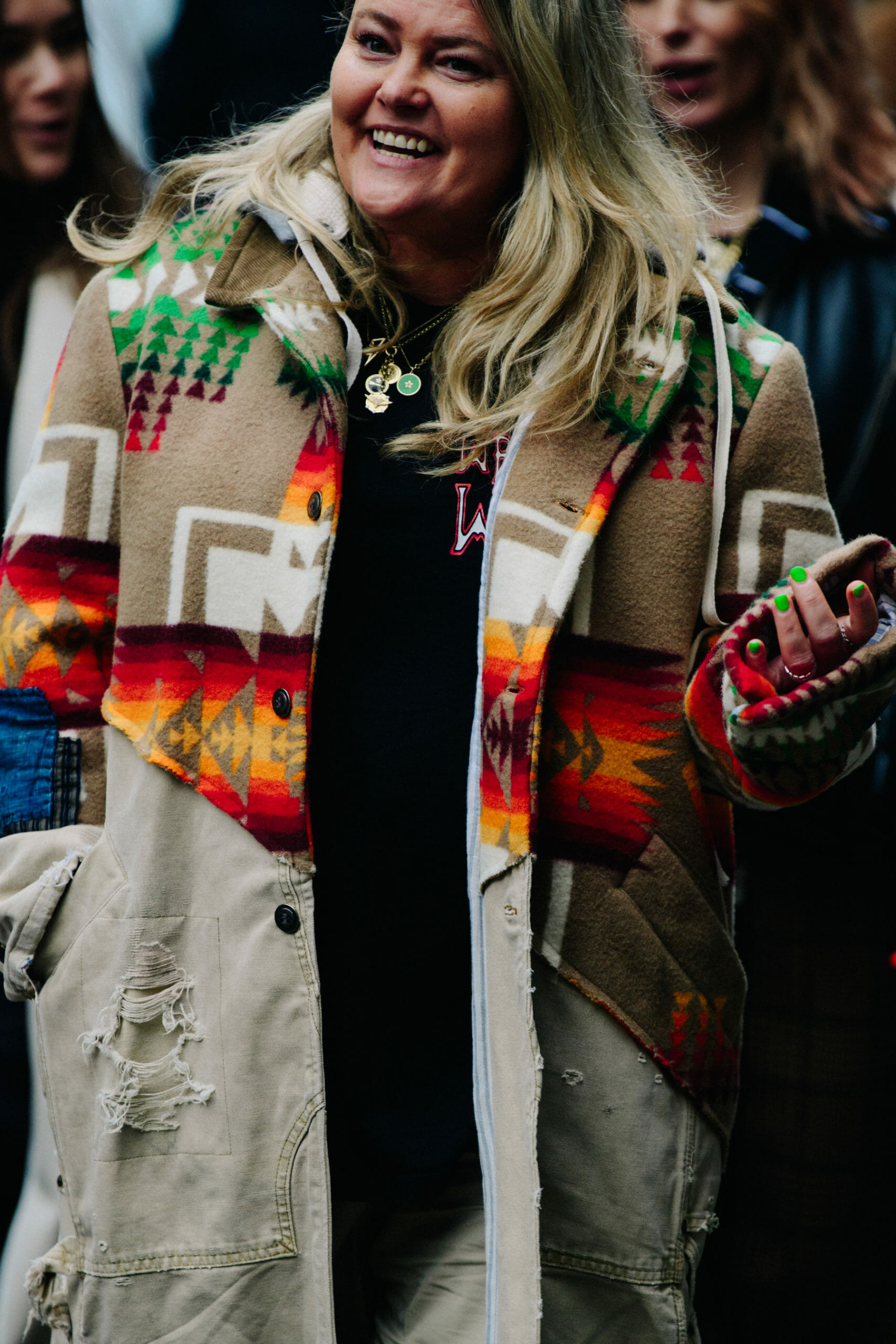 Woman wearing Sacai jacket