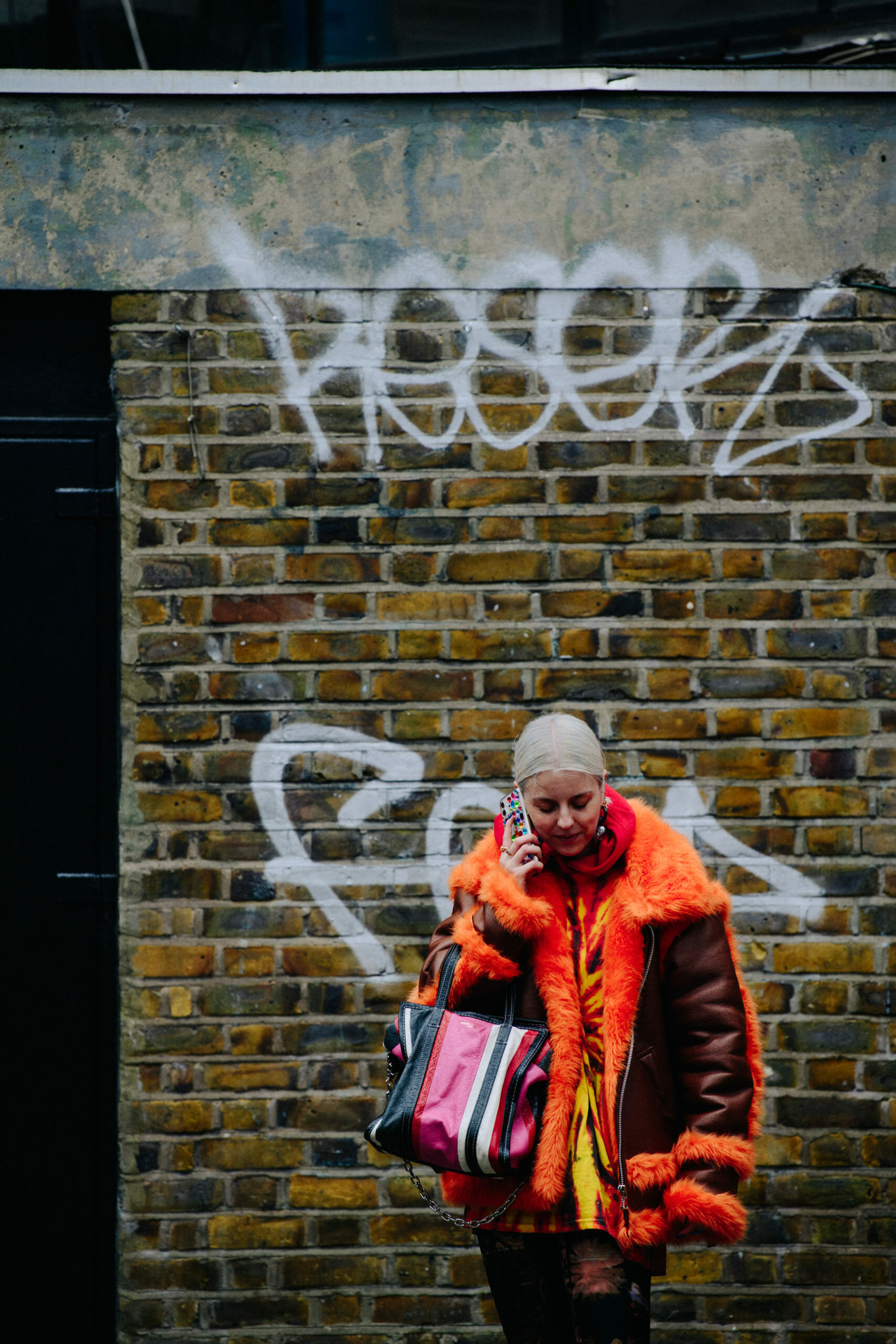 Woman wearing fur coat