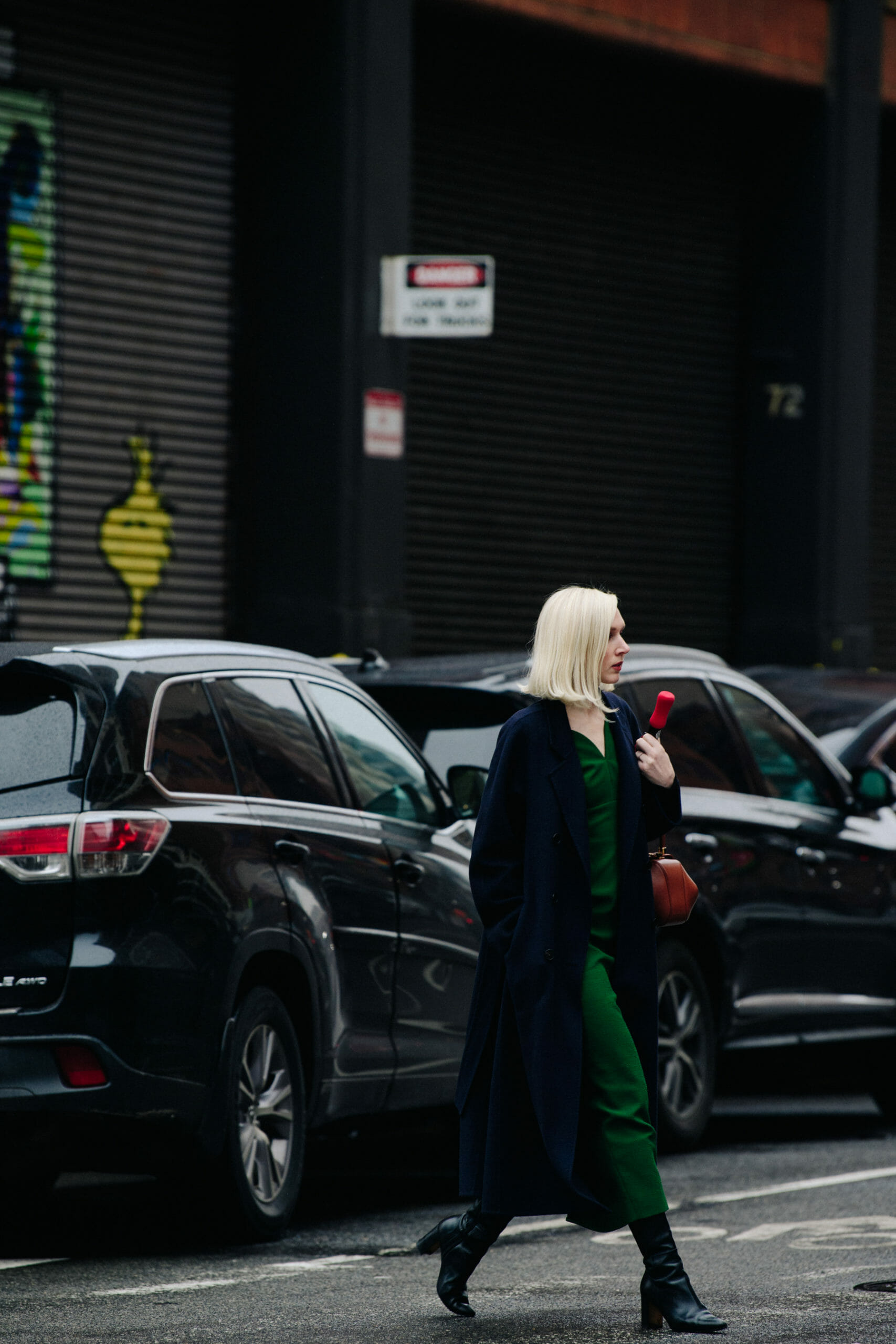 Woman wearing green suit