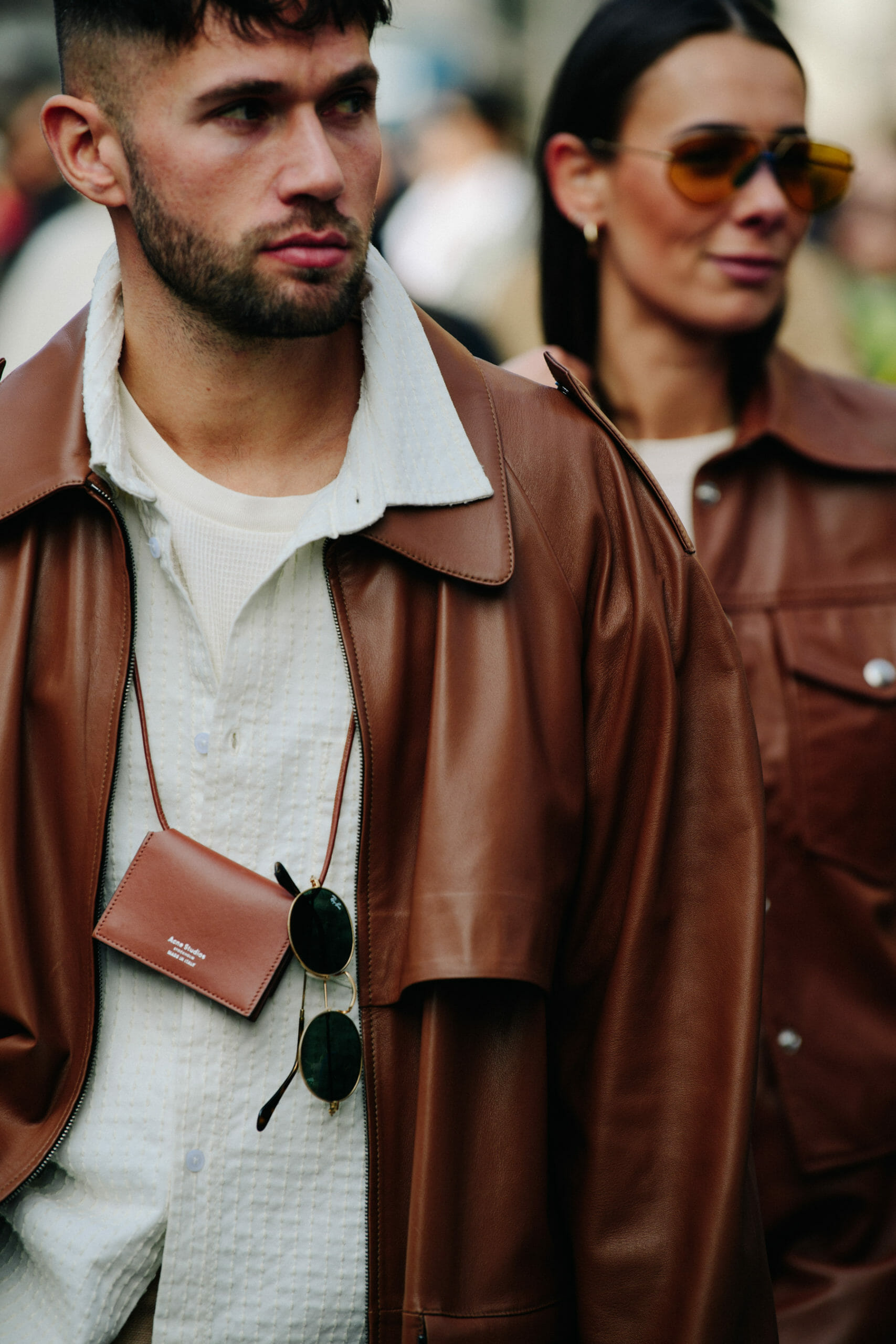 Couple wearing leather