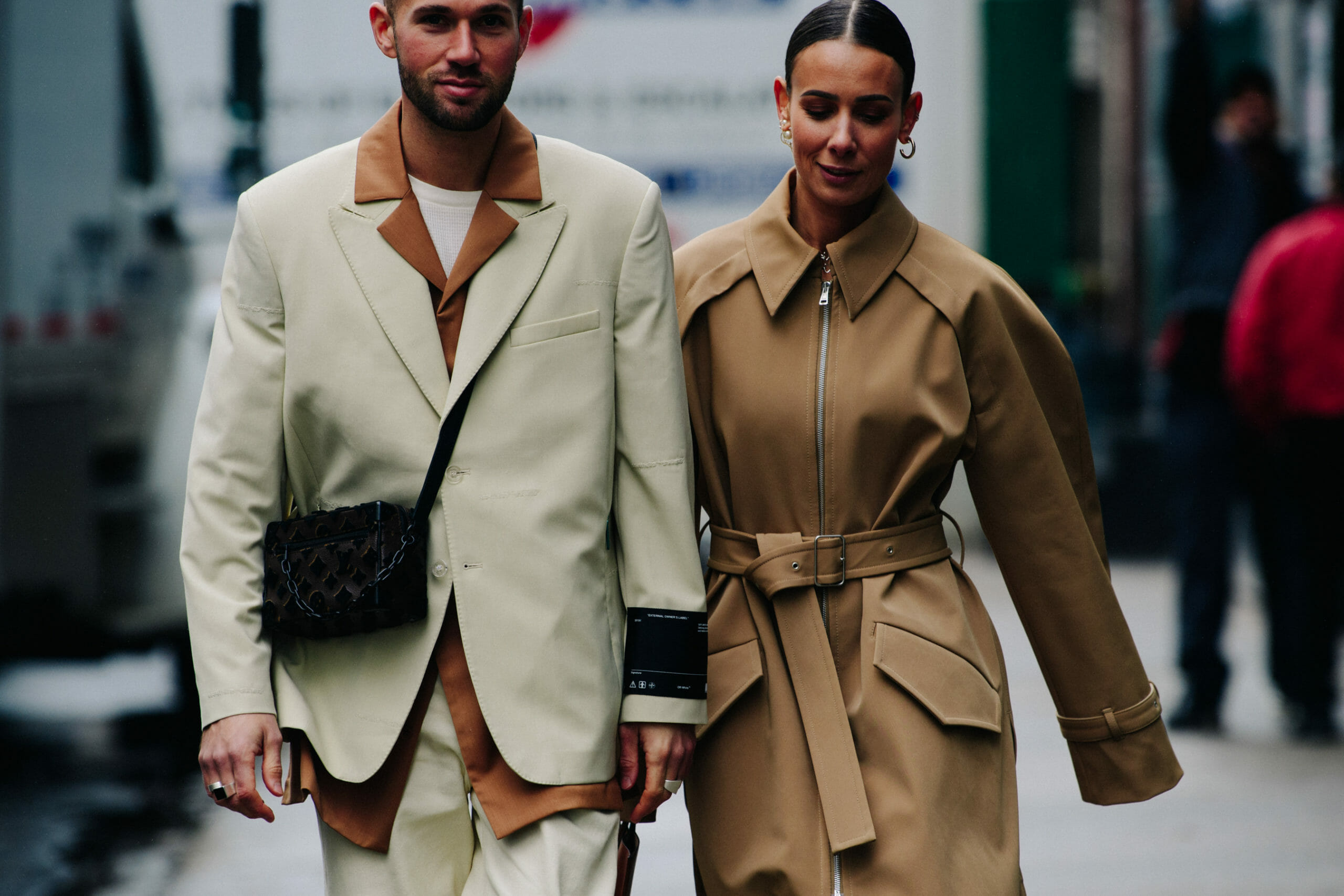 Couple wearing tan
