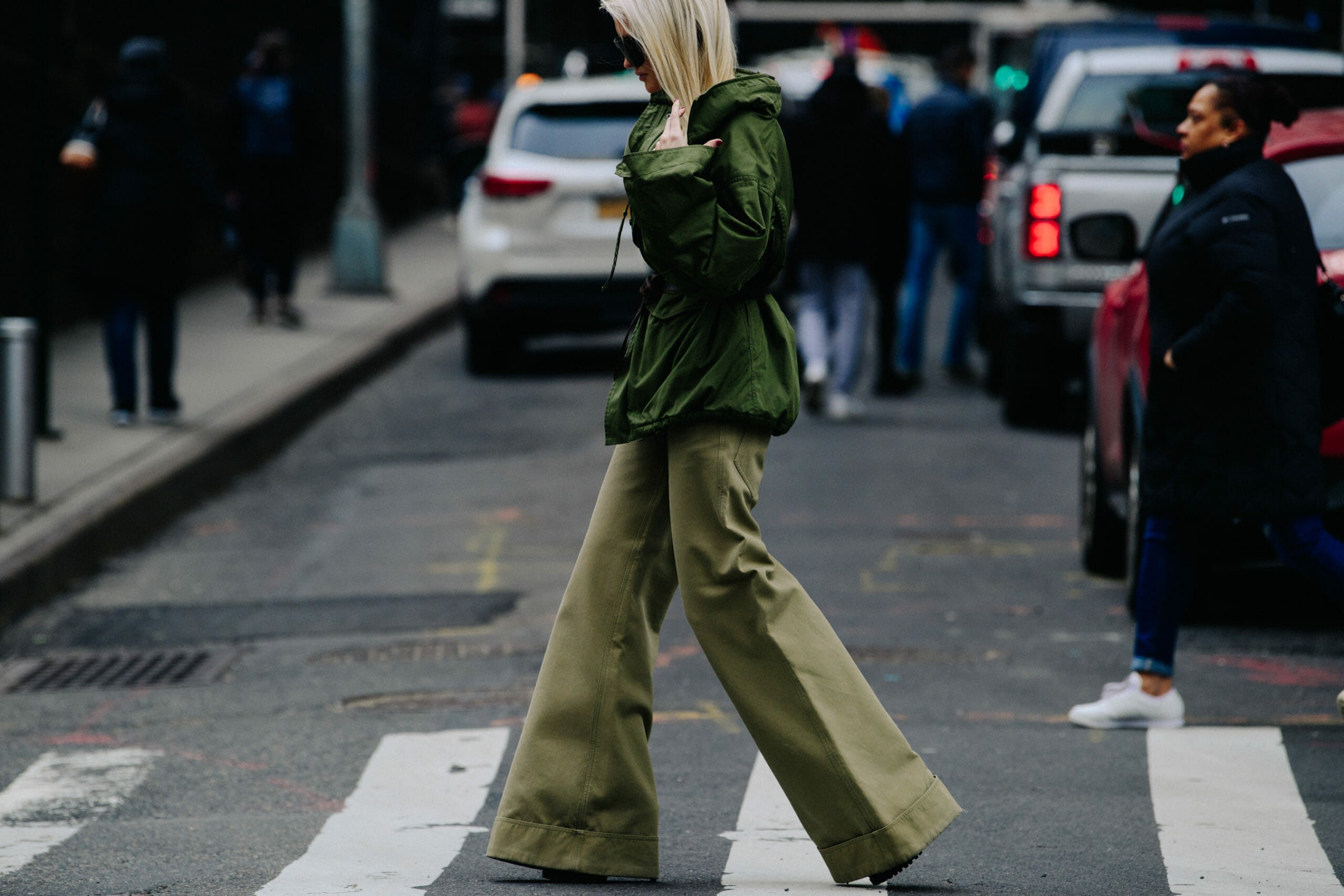 Woman wearing wide pants