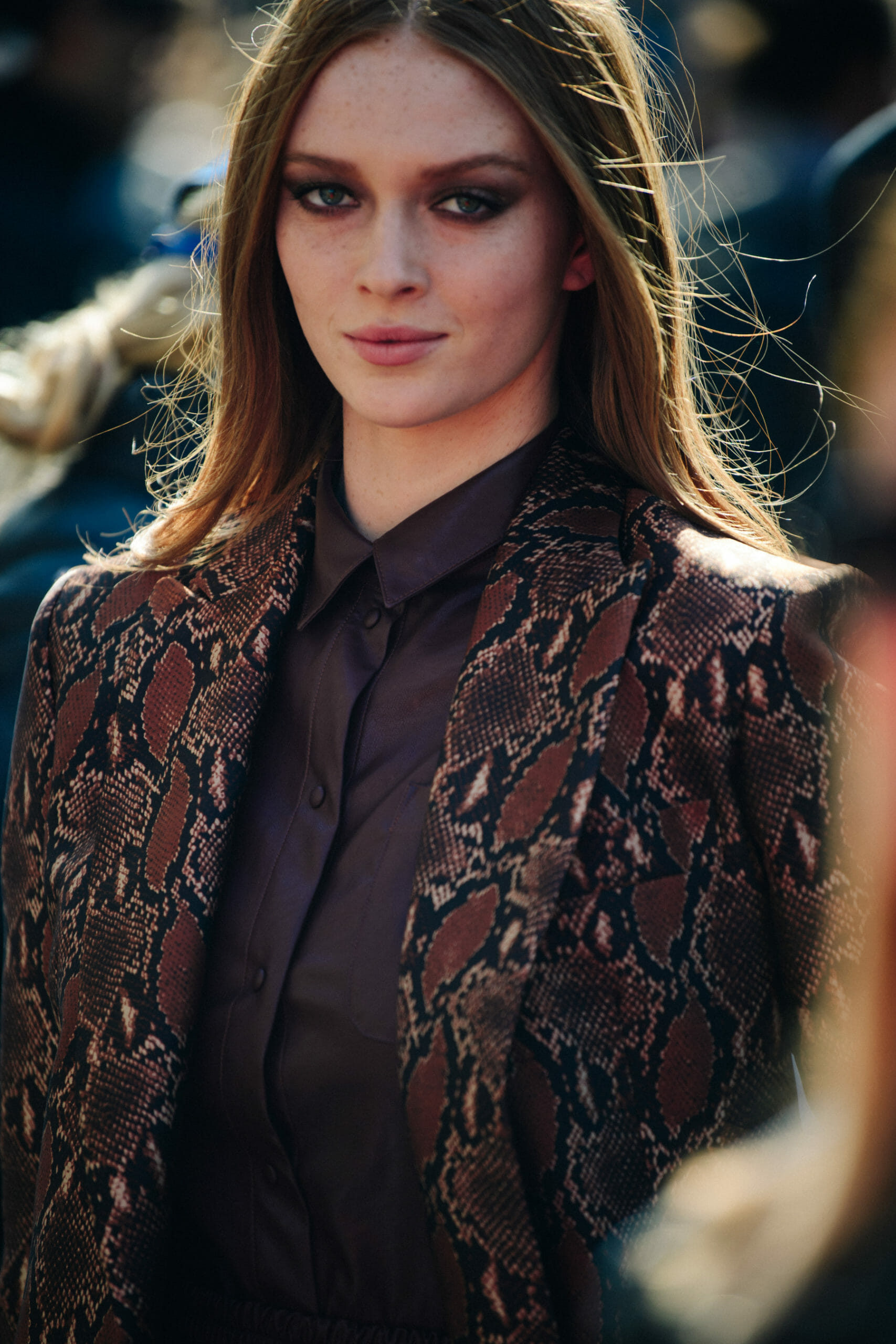 Woman wearing snakeskin