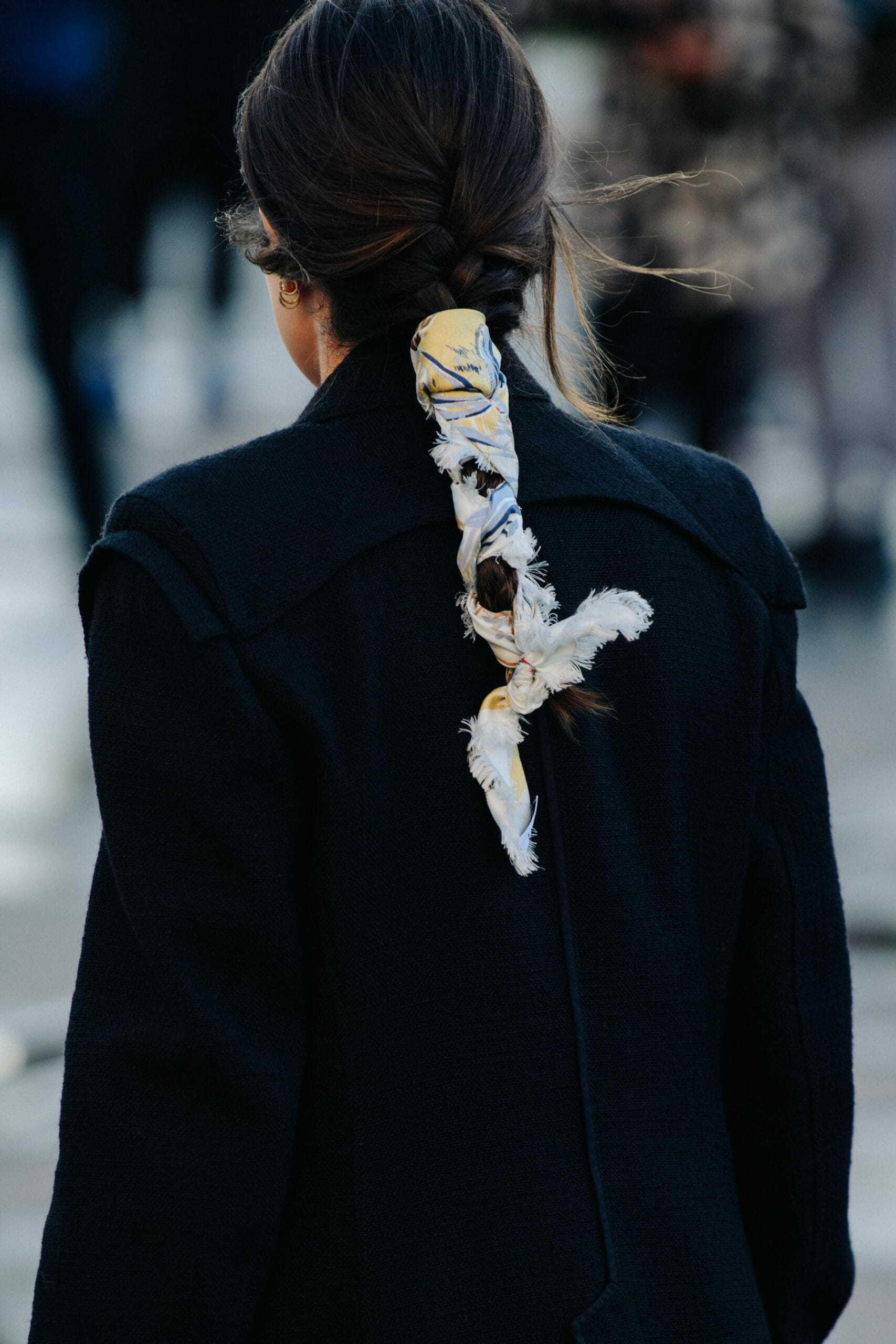 Woman wearing hair tie