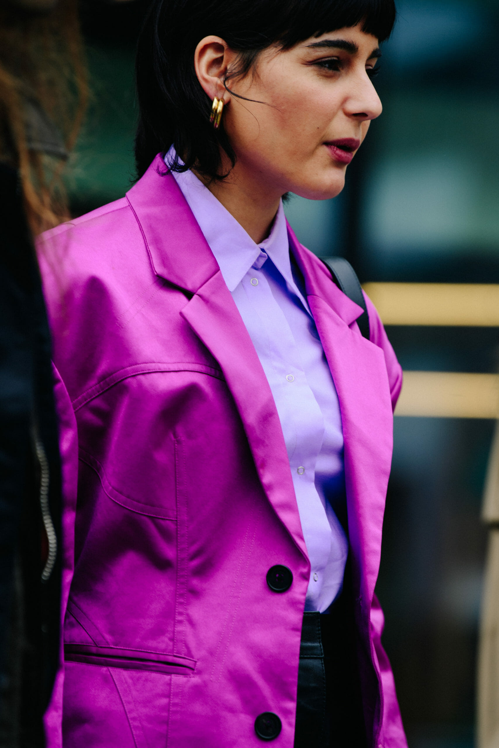 Spanish blogger wearing purple