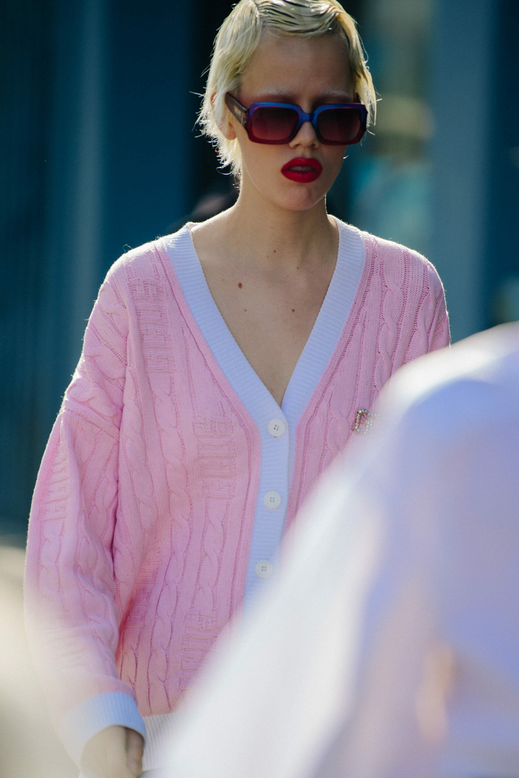 Model wearing pink