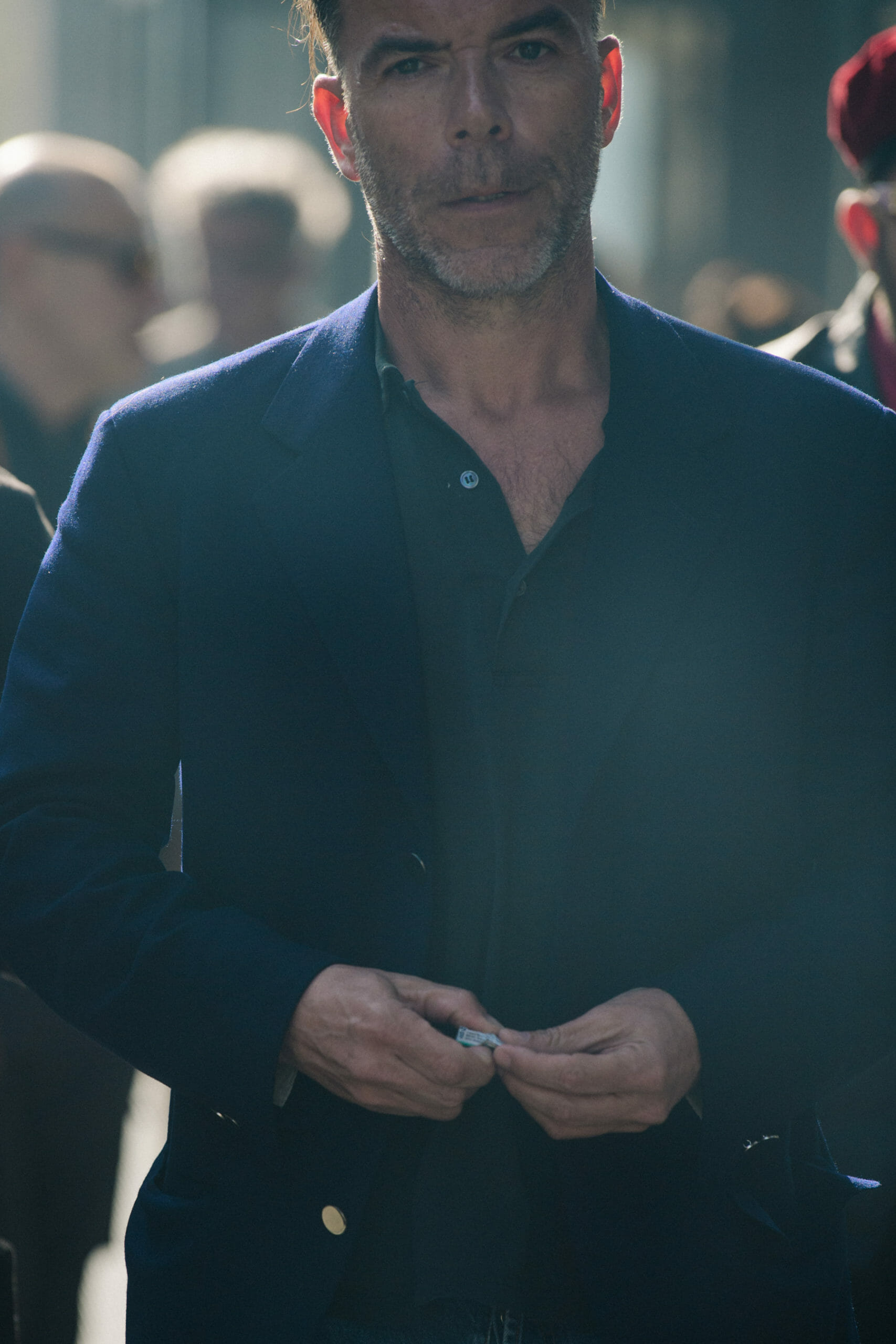 Man wearing dark outfit