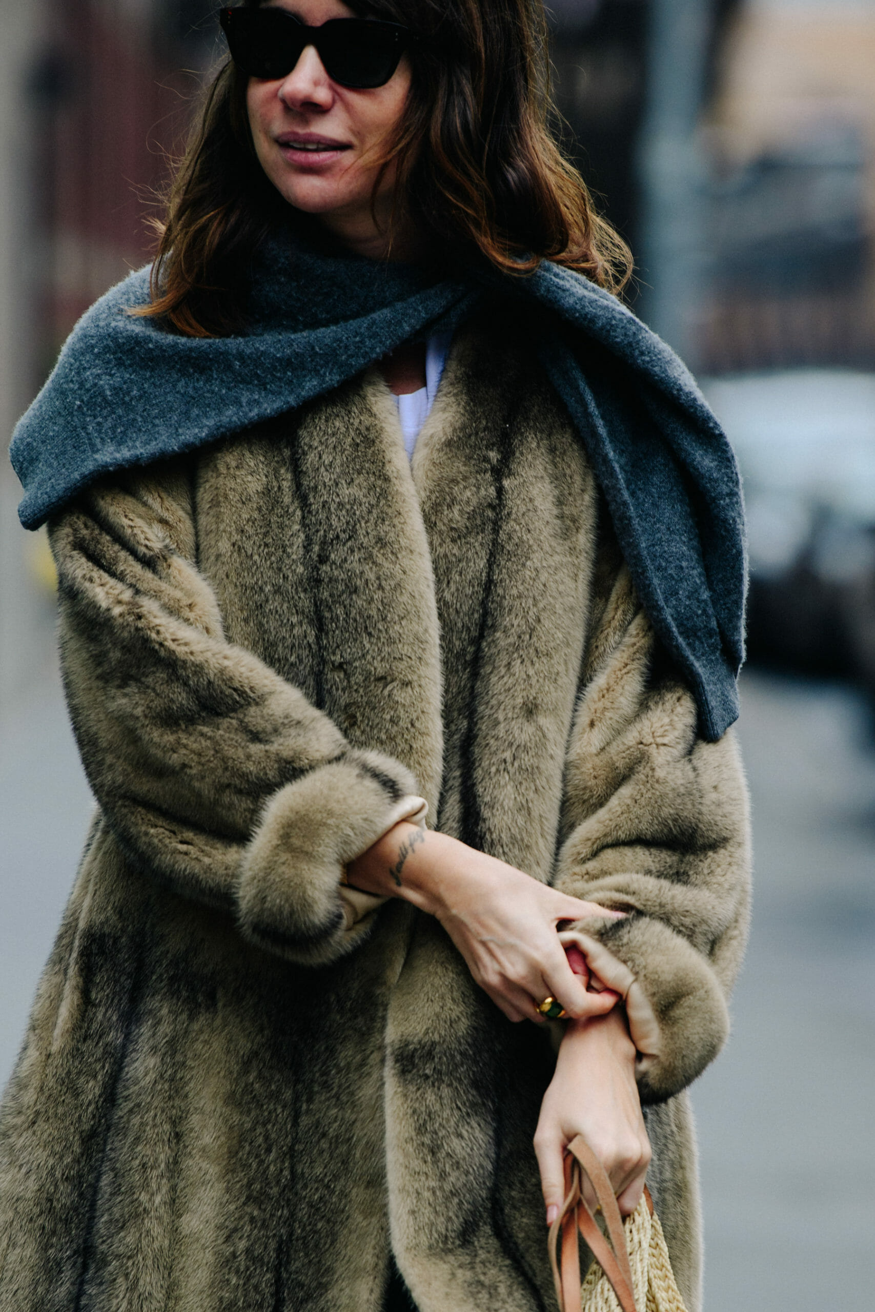 Woman wearing fur coat
