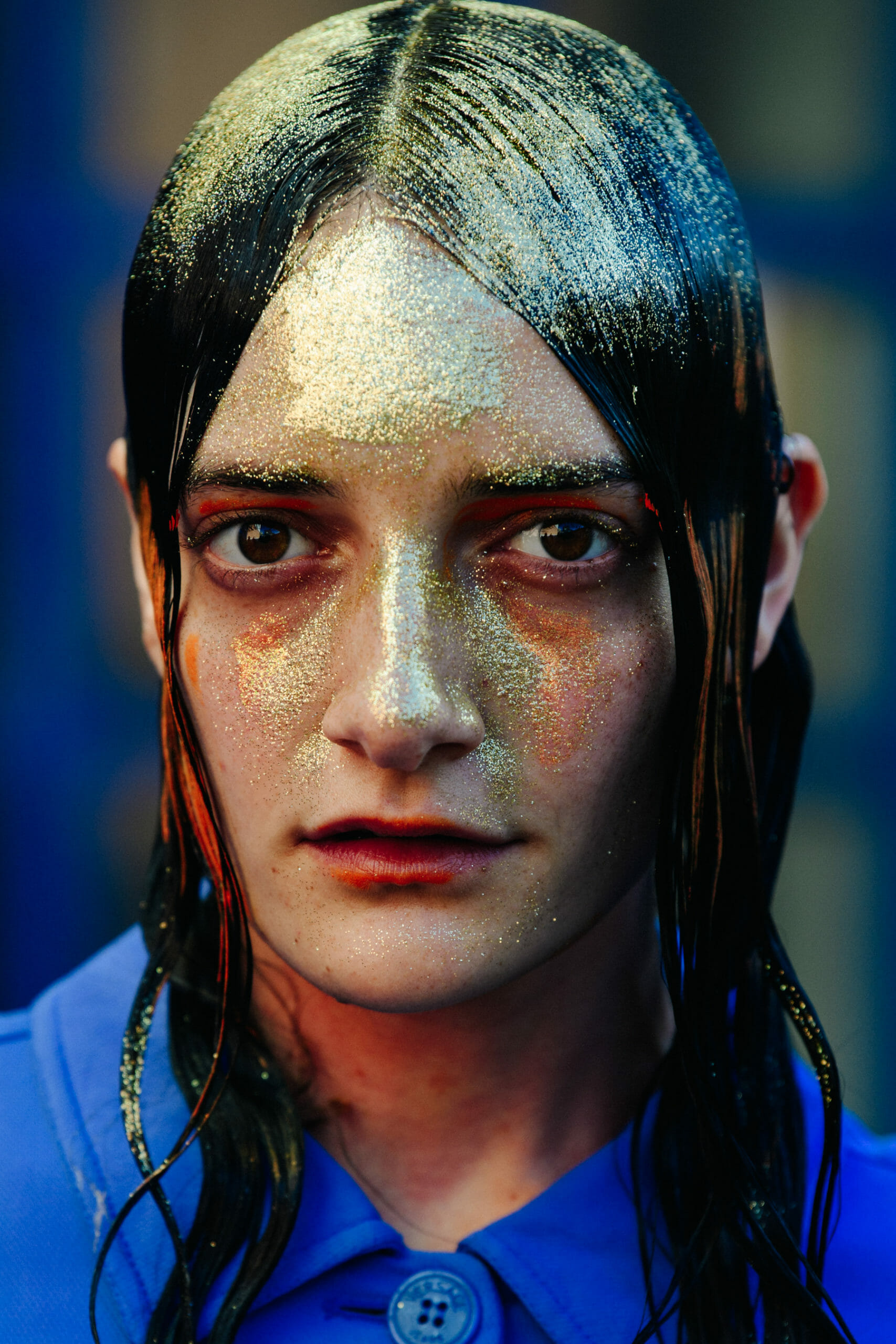 Model with glitter in hair