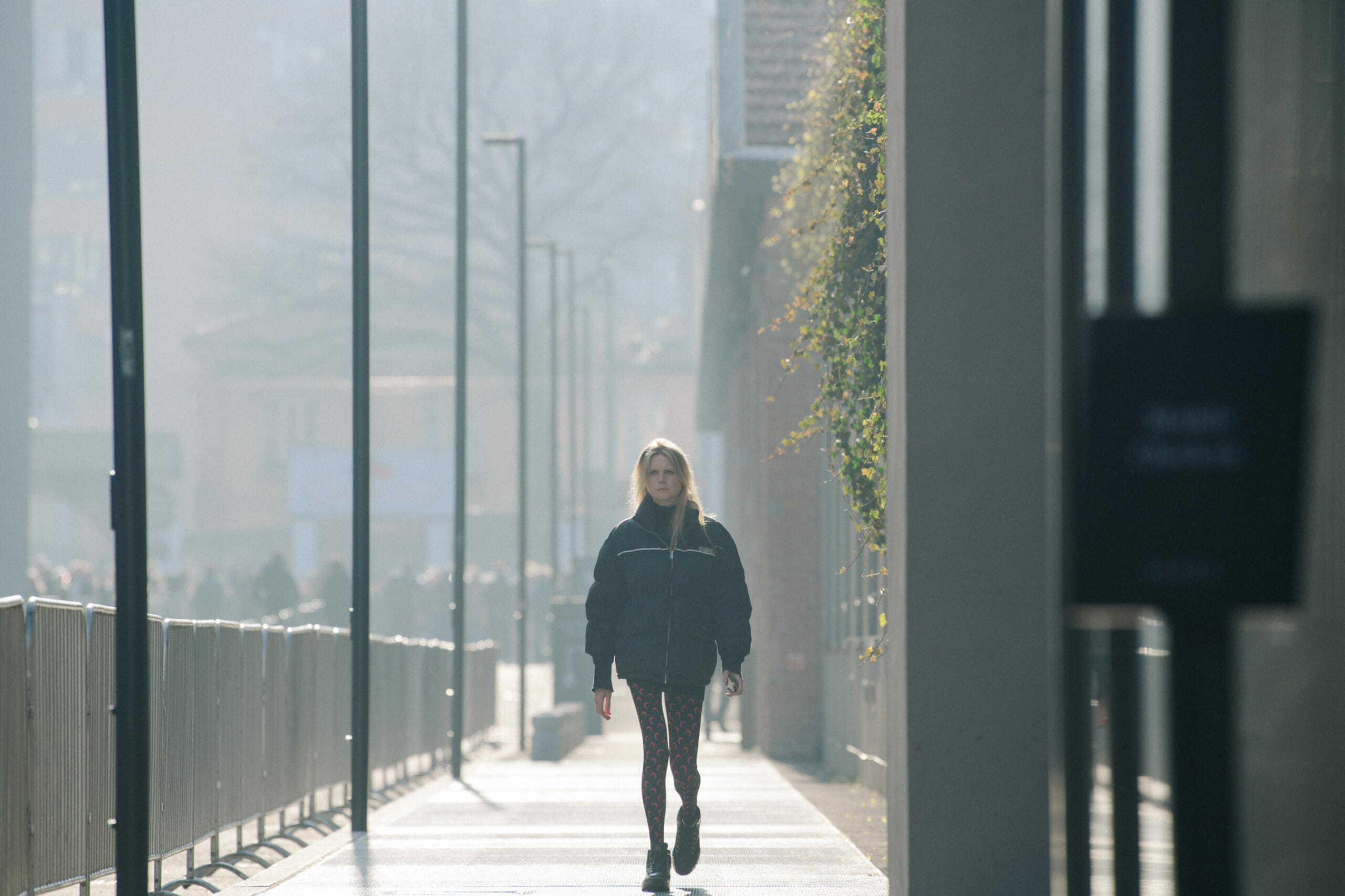 Woman wearing Marine Serre leggings
