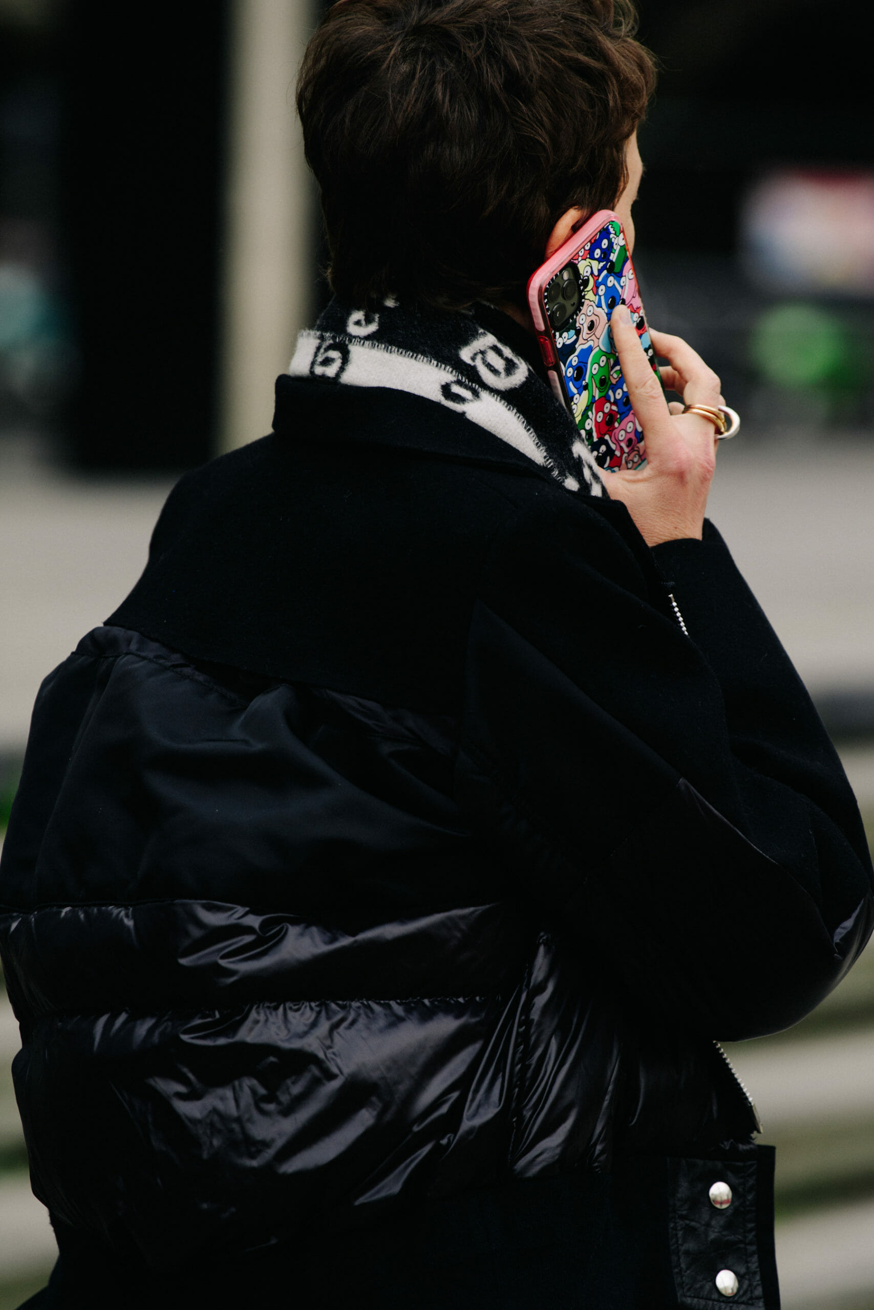Man wearing black coat