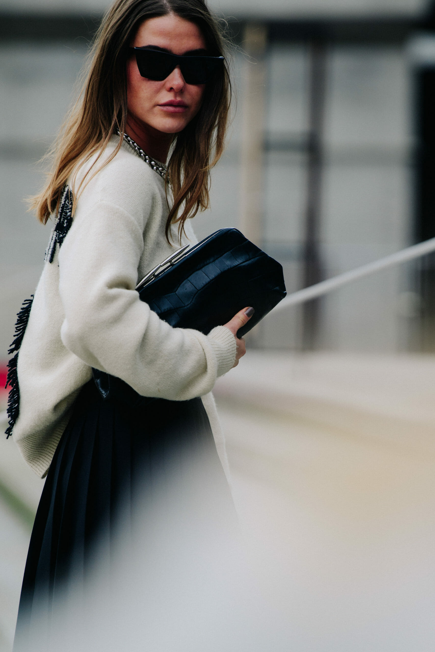 Danish blogger wearing white jumper
