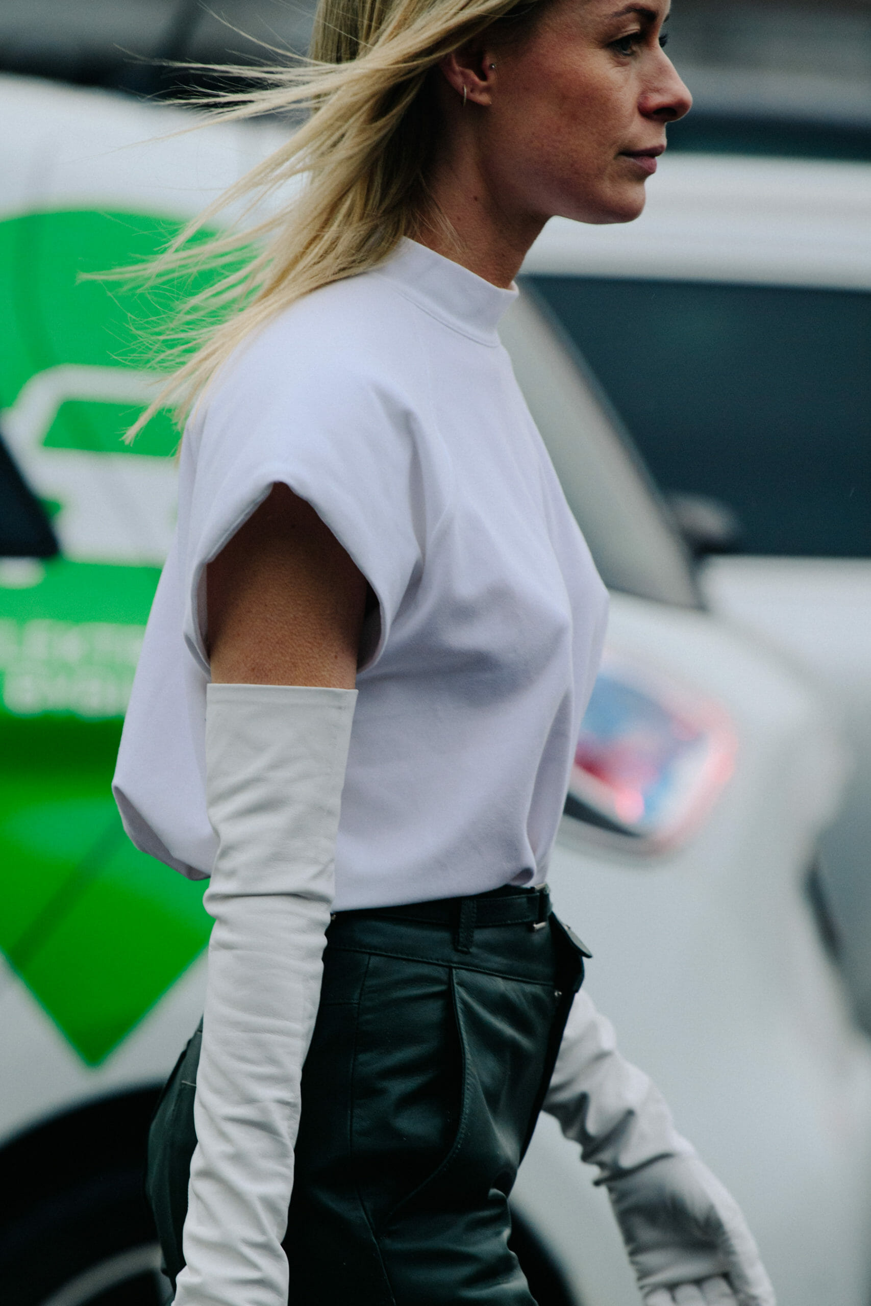 Woman wearing white shirt