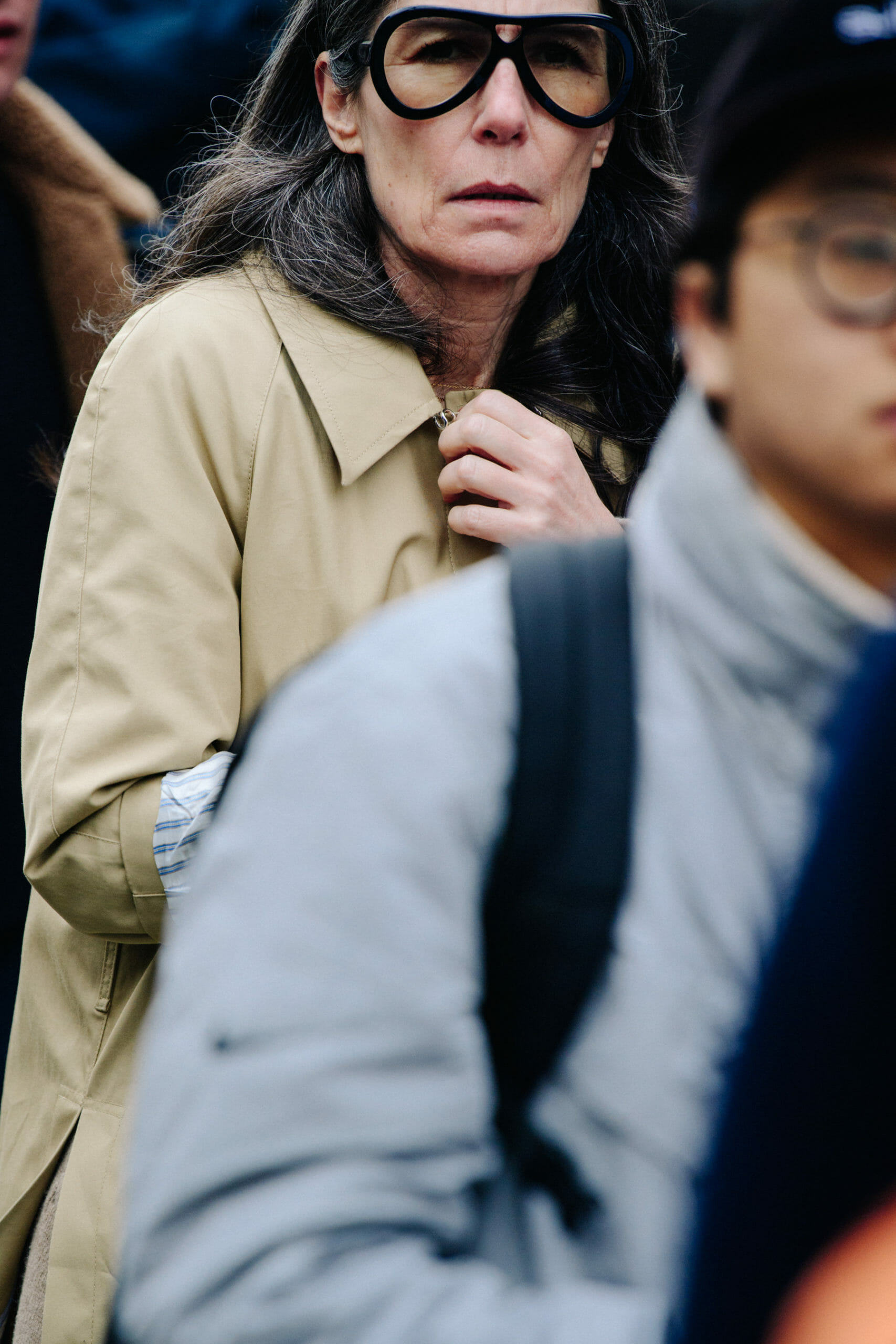 Woman wearing large glasses