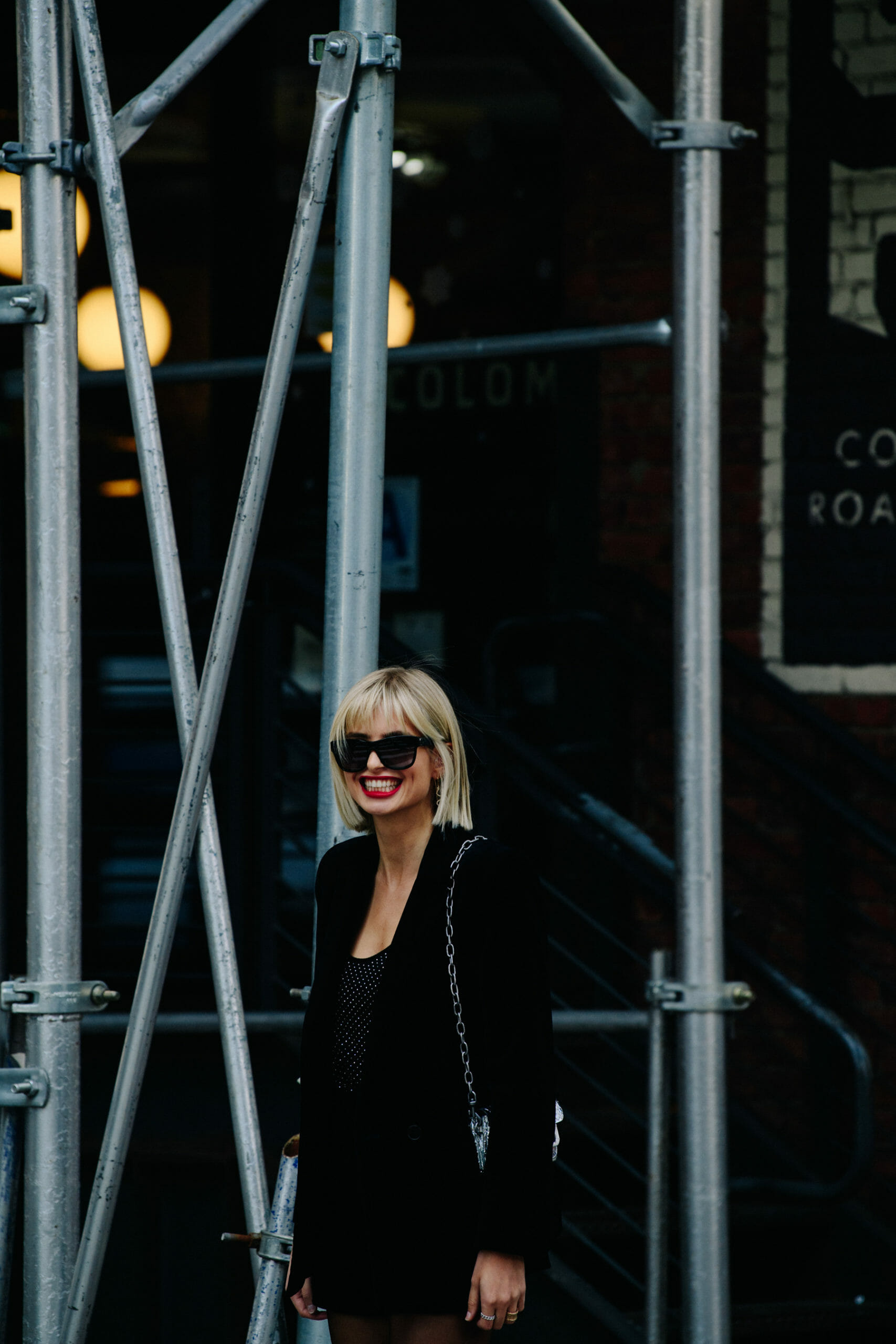Woman wearing black outfit