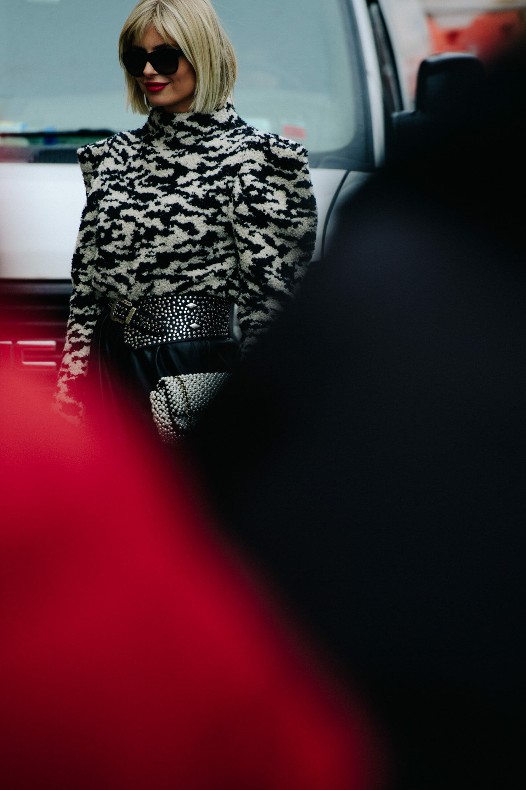 Blogger wearing fur