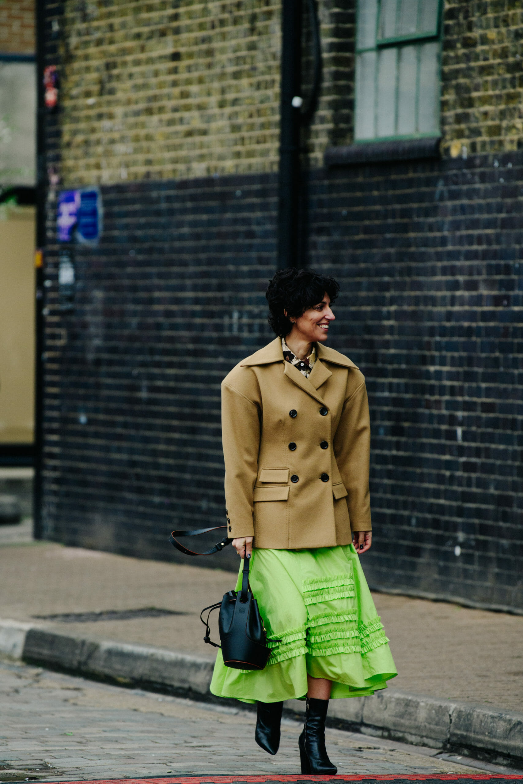 Woman wearing green skirt