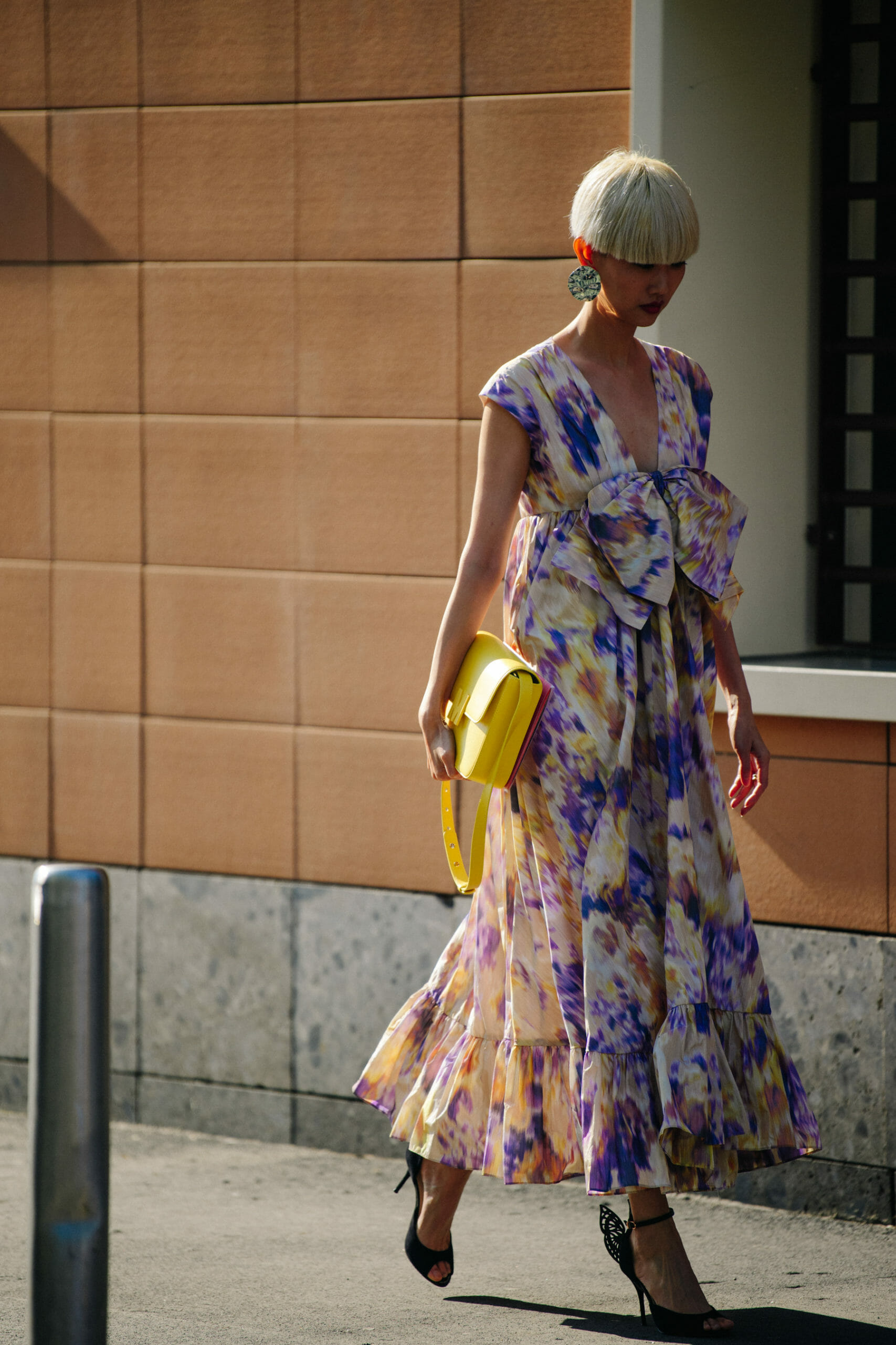 Woman wearing floral dress