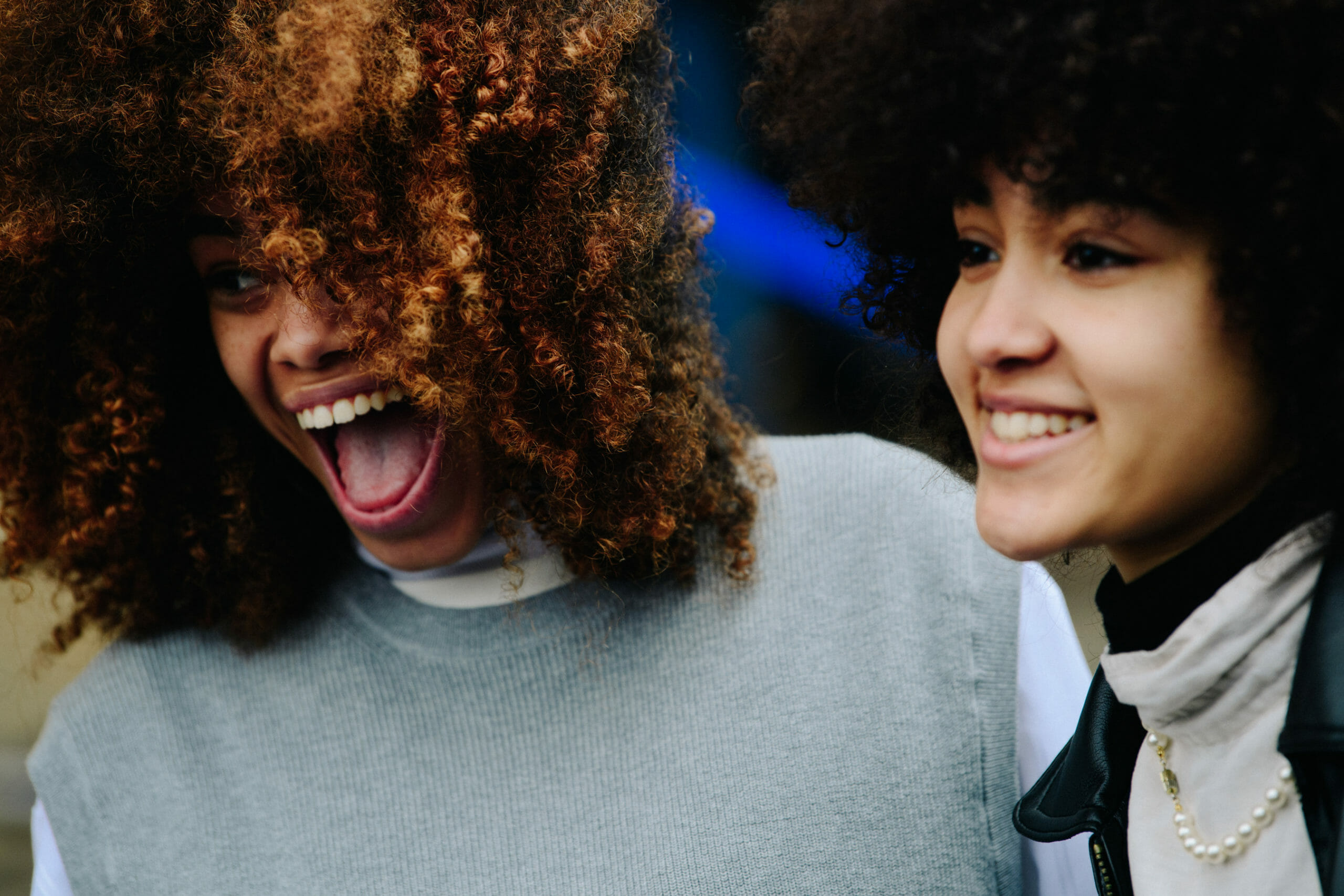 Two women with afro hair