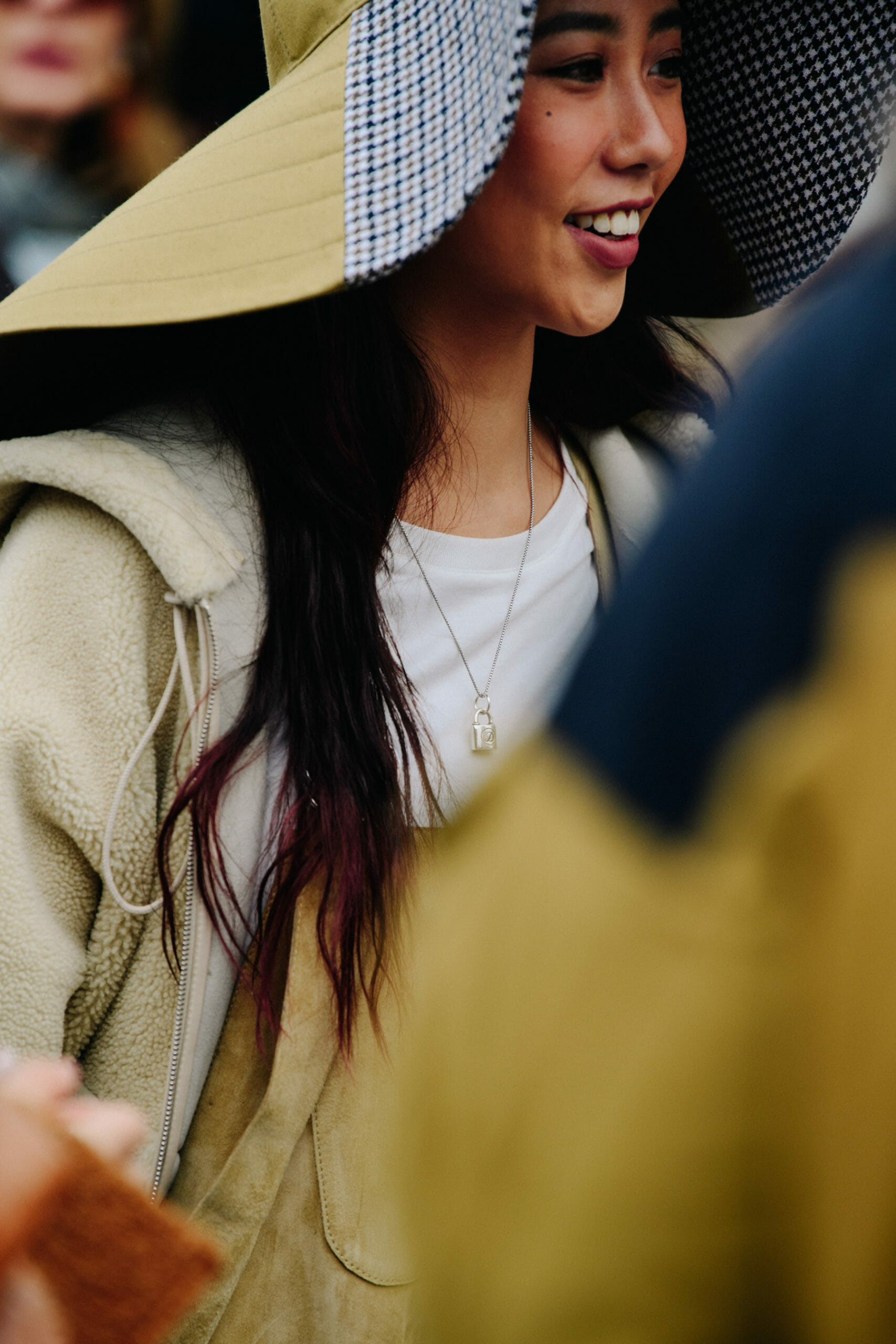 Woman wearing fleece hoody