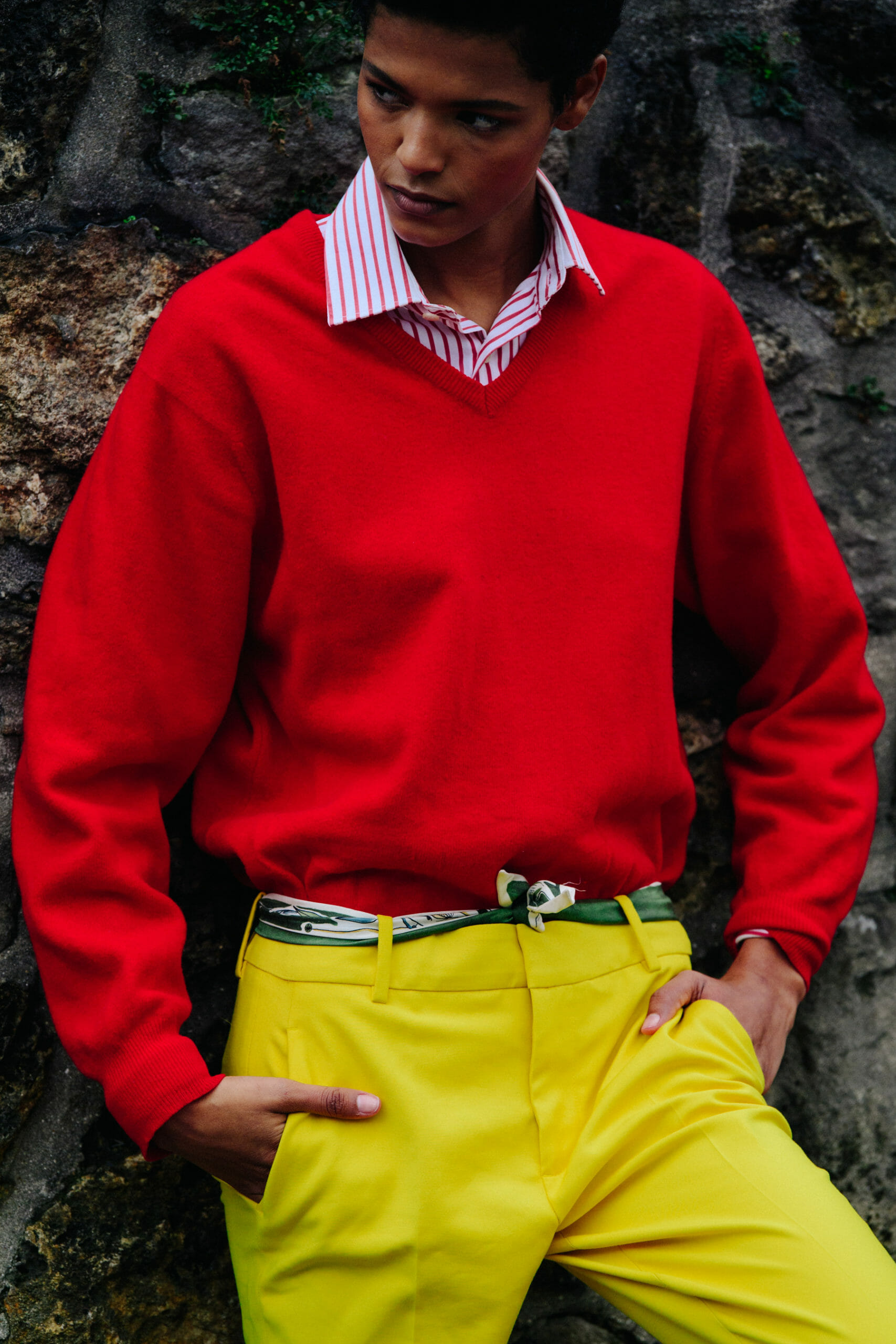 Woman wearing yellow pants
