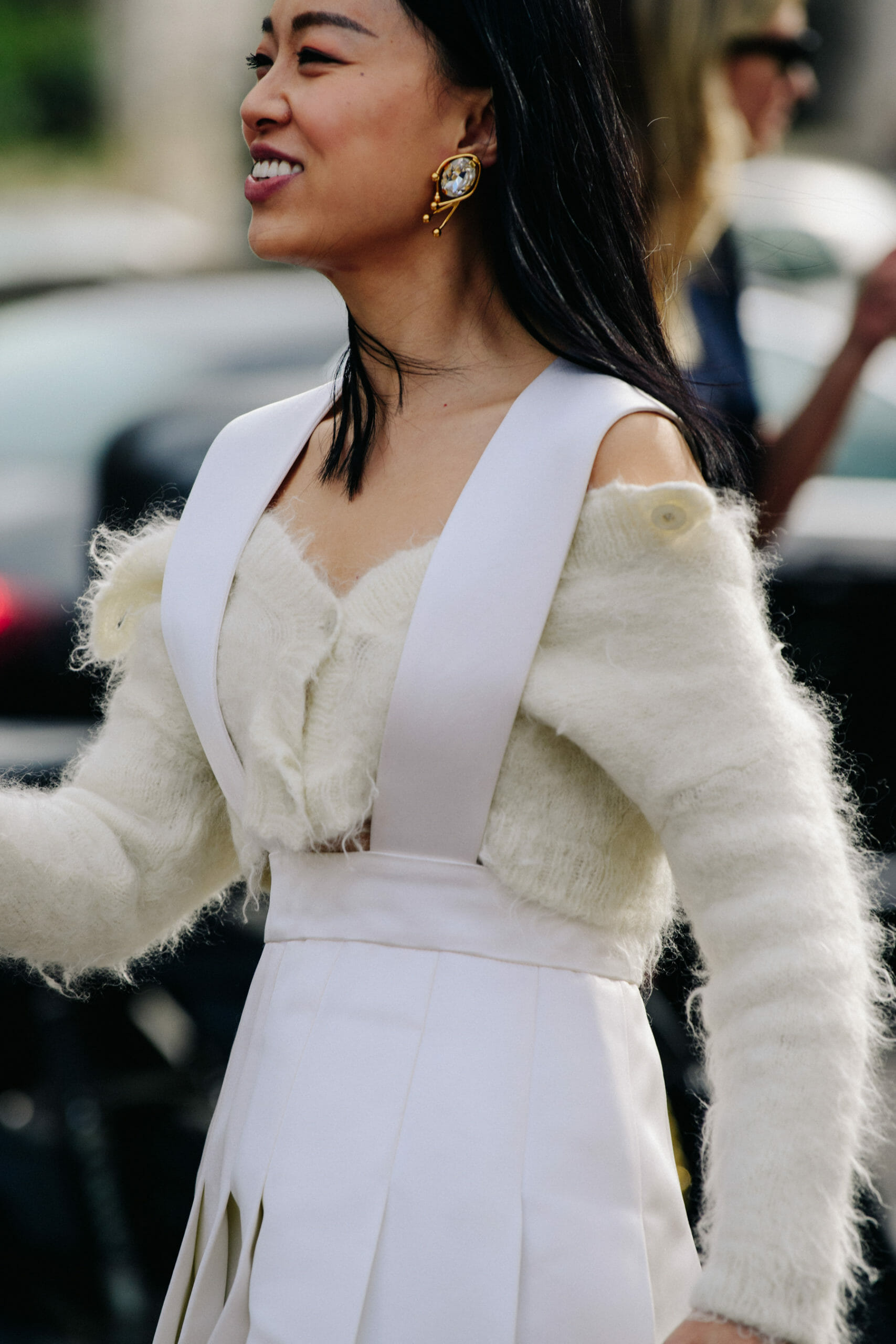 Woman wearing white outfit