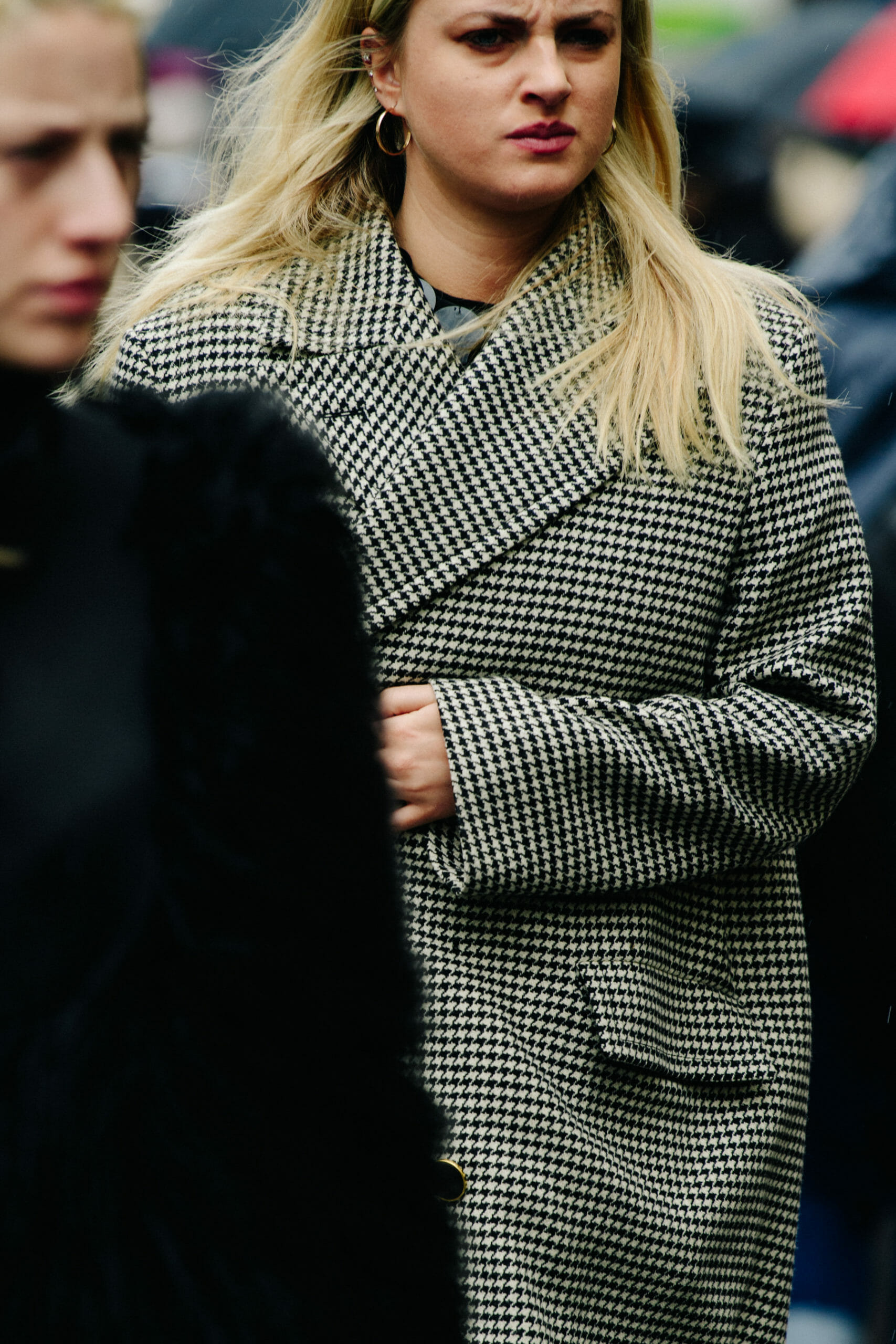 Woman wearing pattern coat