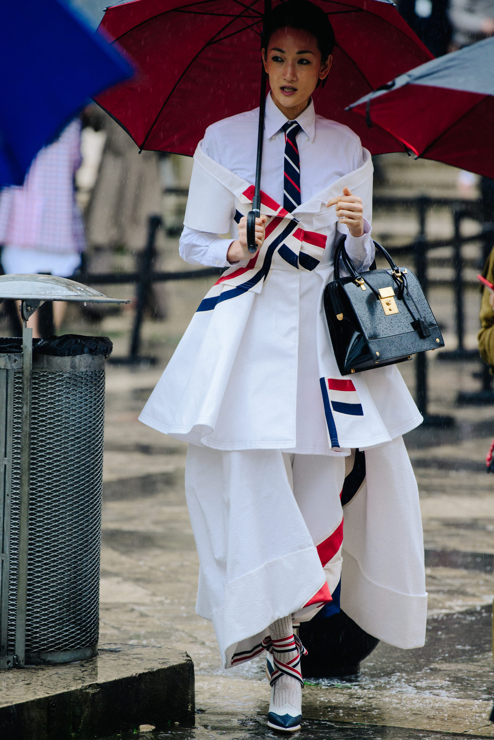 Woman wearing Thom Browne