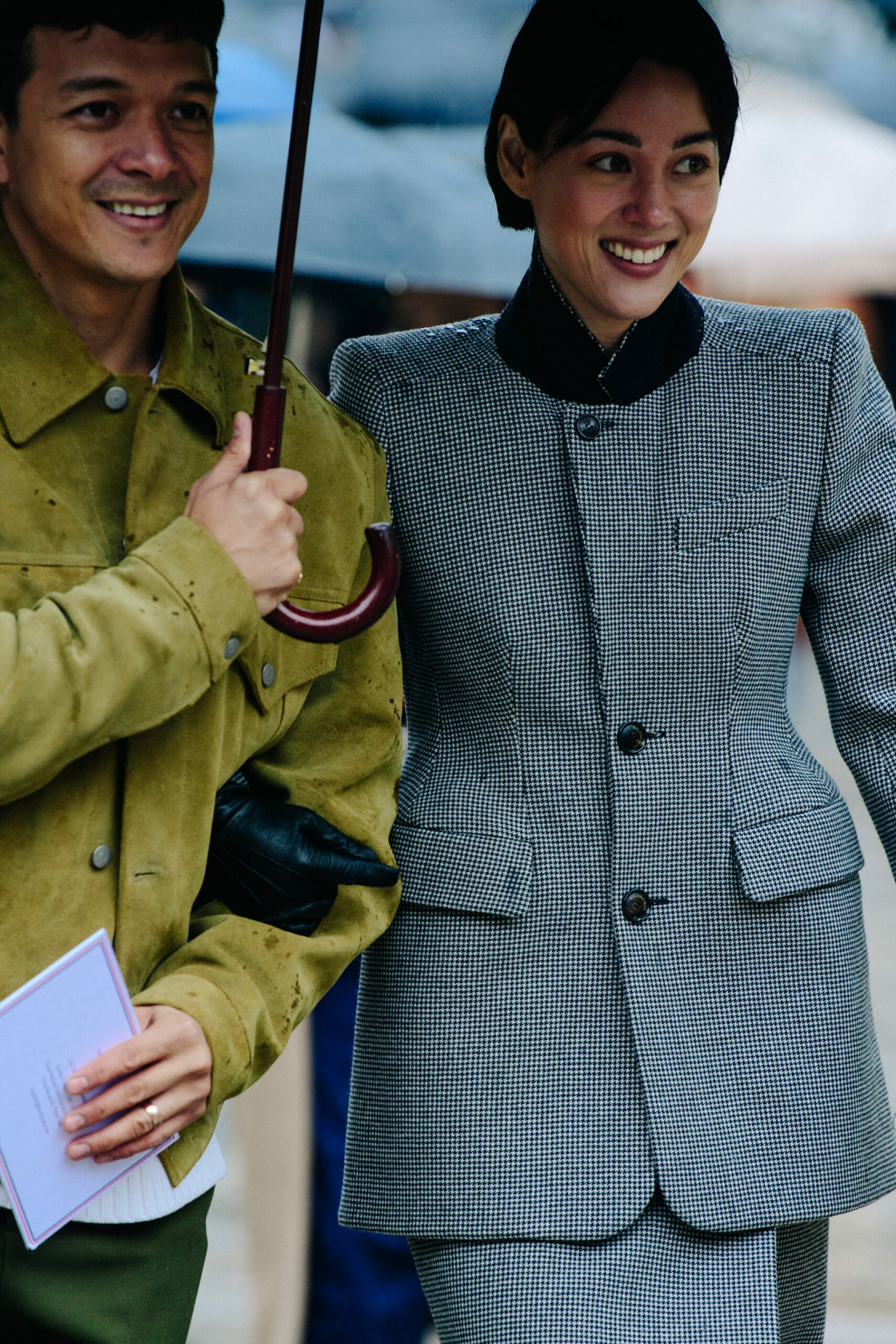 Woman wearing pattern coat