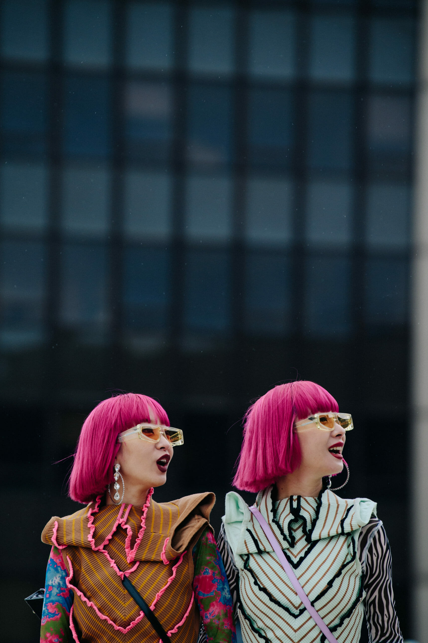 Twins with pink hair