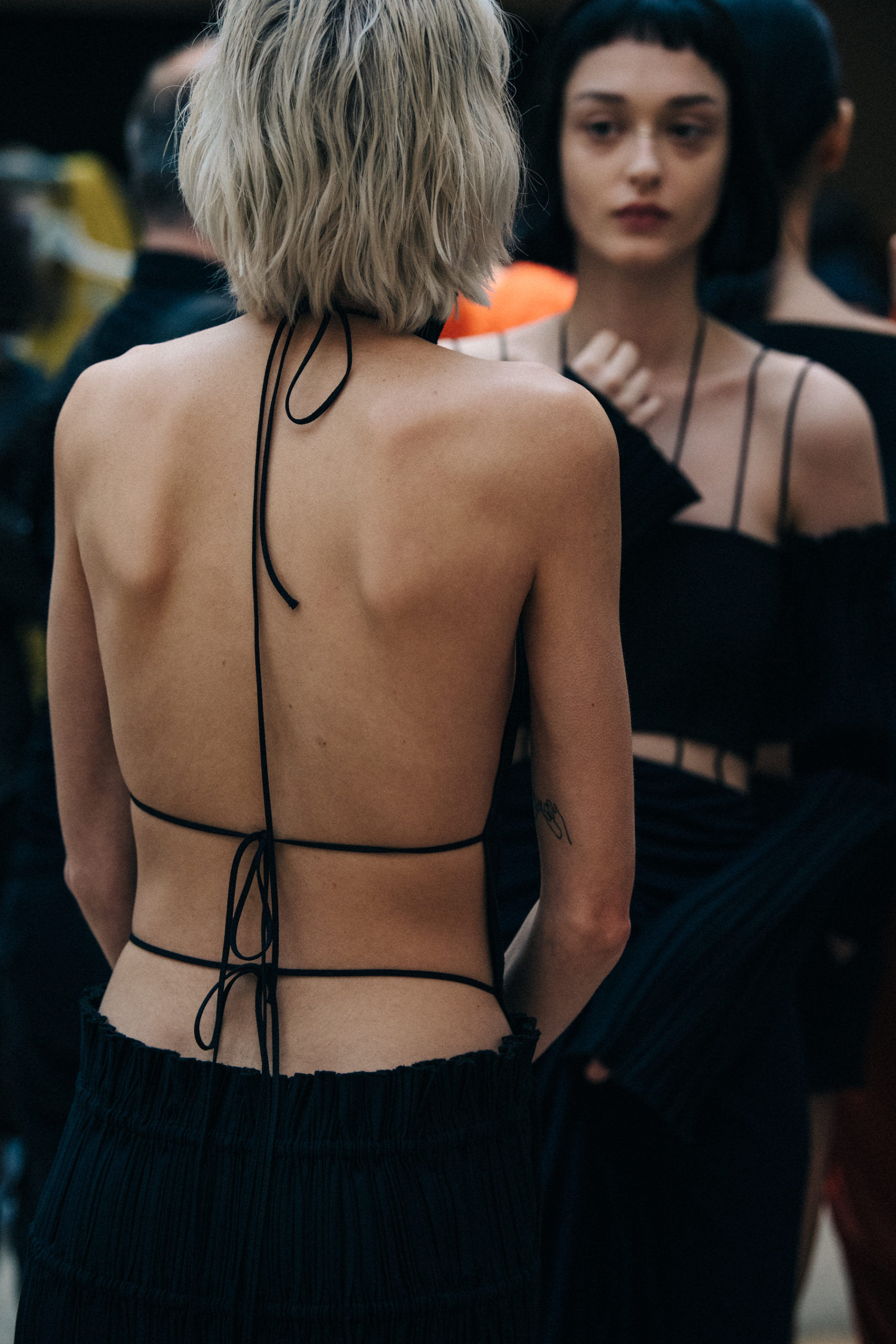 Model wearing black Dion Lee outfit