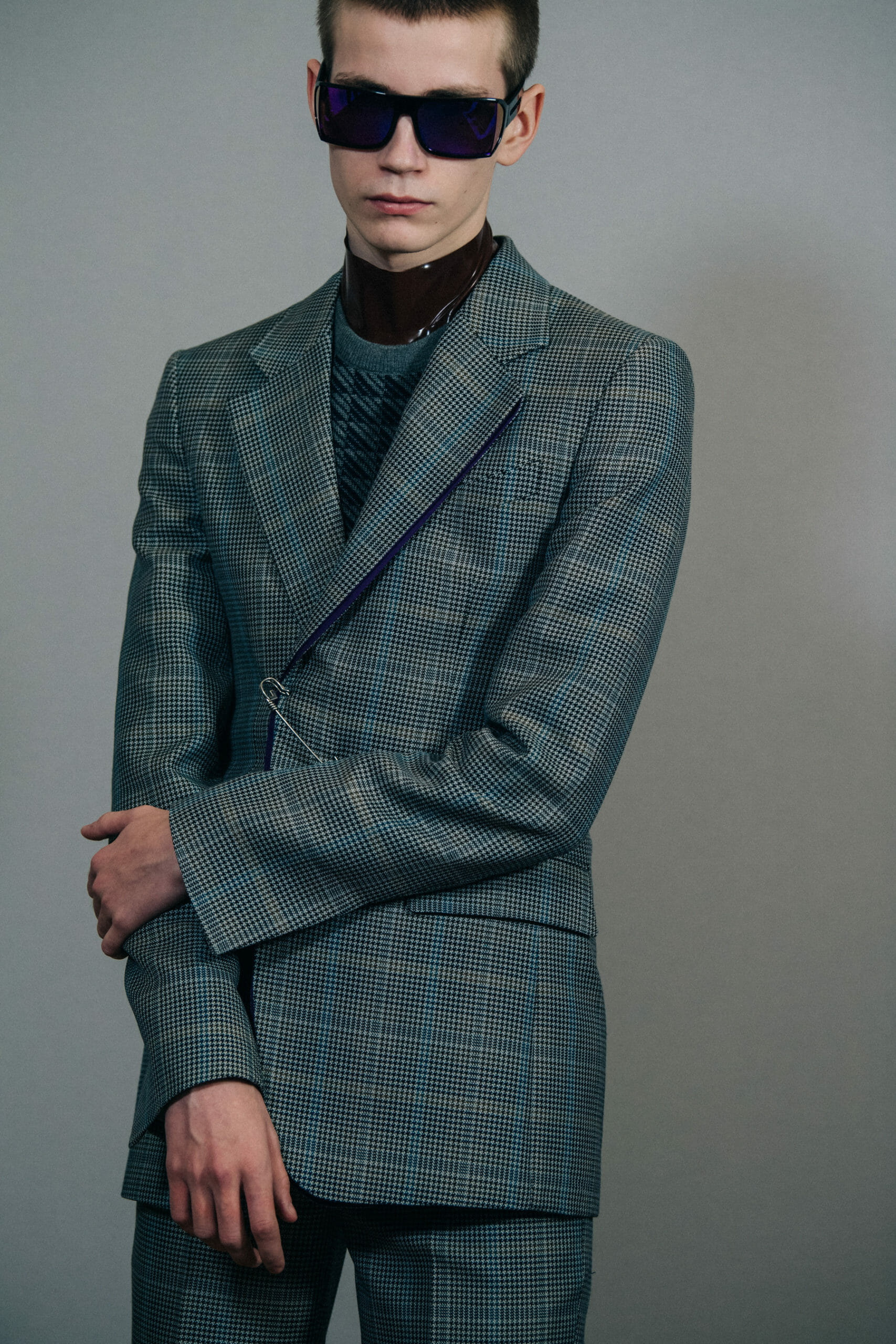 Model wearing grey at Givenchy