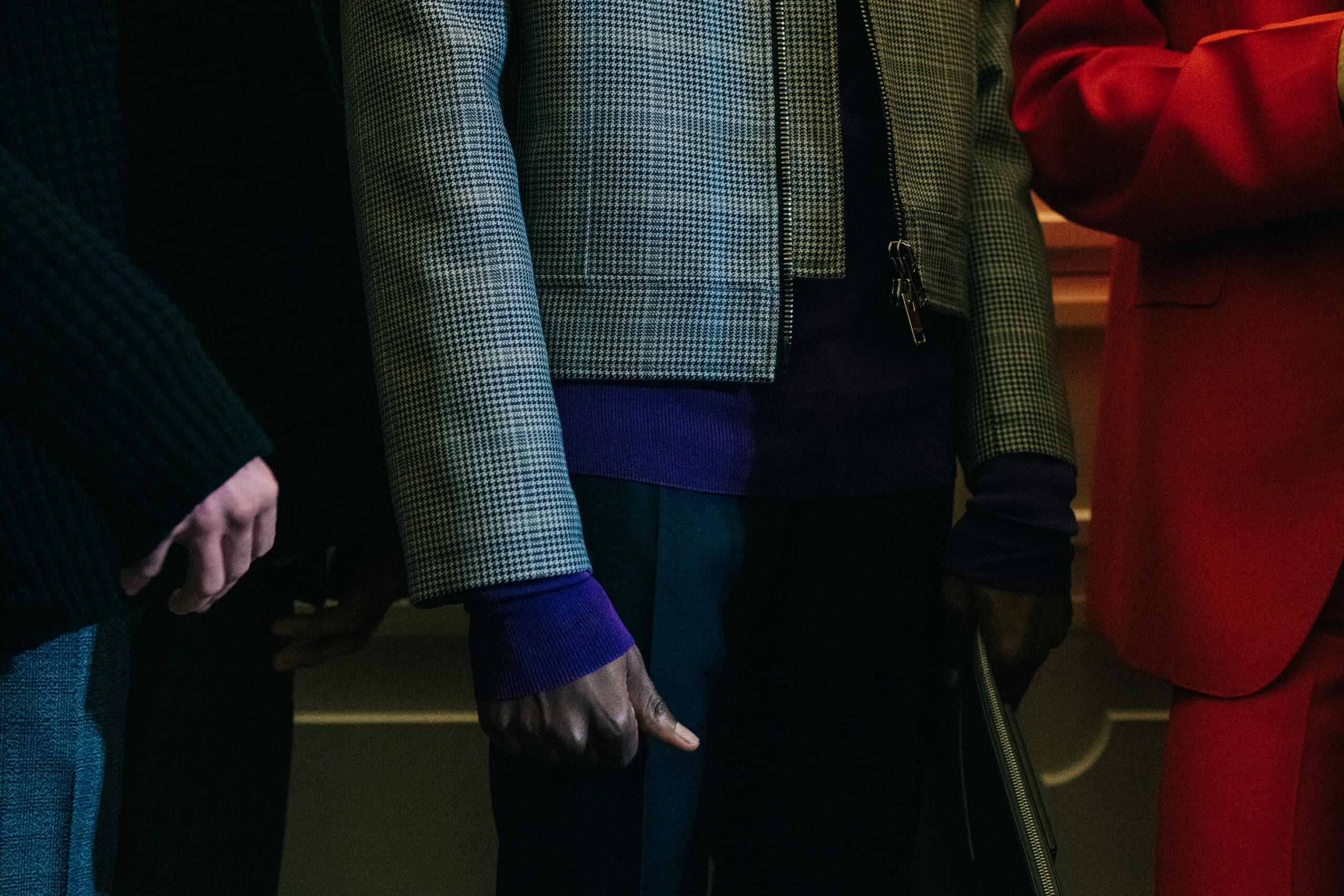 Model wearing grey at Givenchy