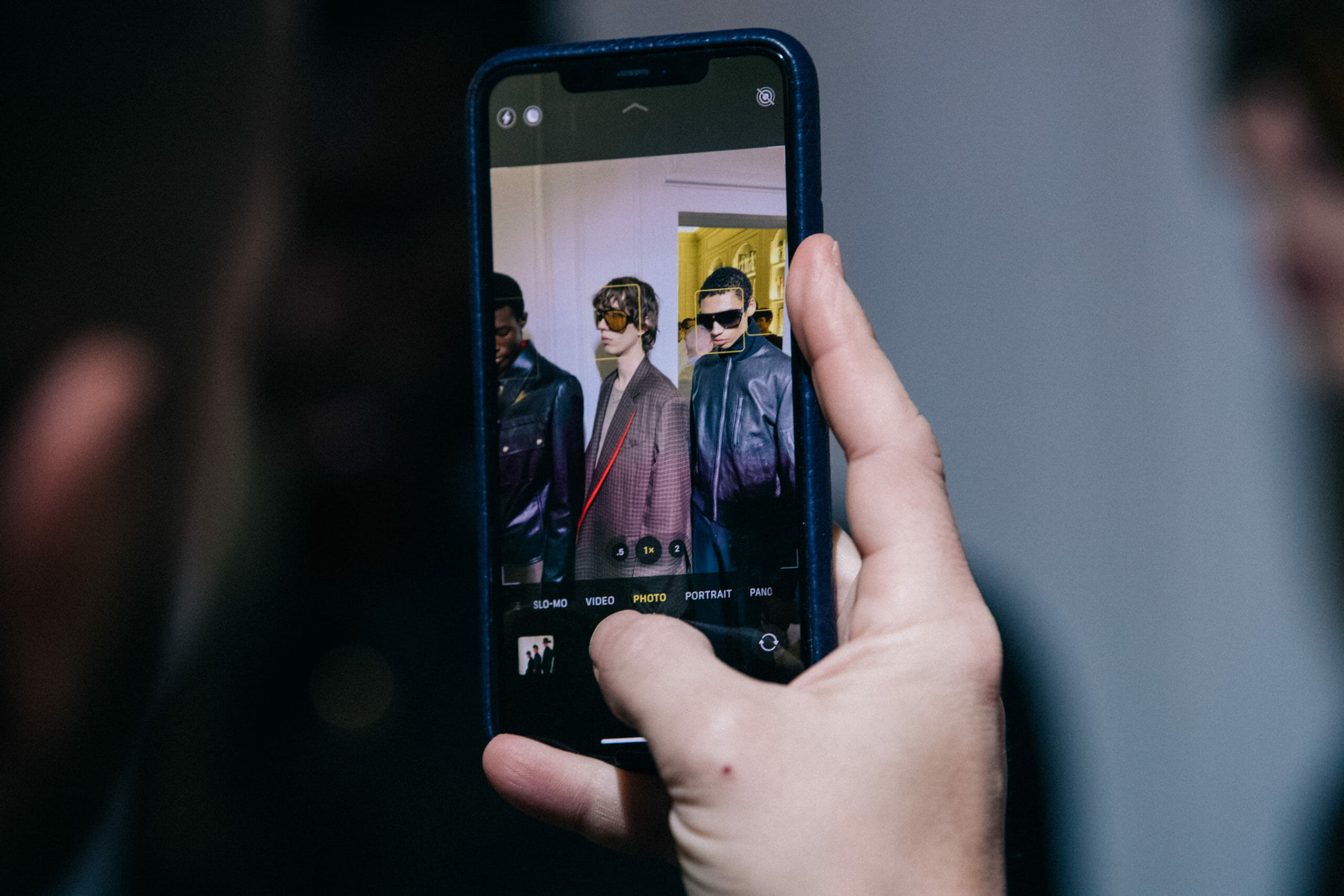 Model wearing pattern coat