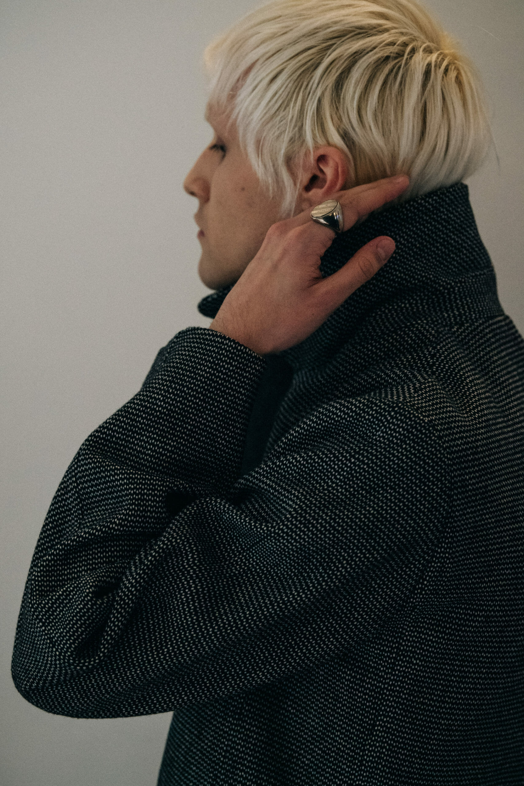 Model wearing grey at Givenchy