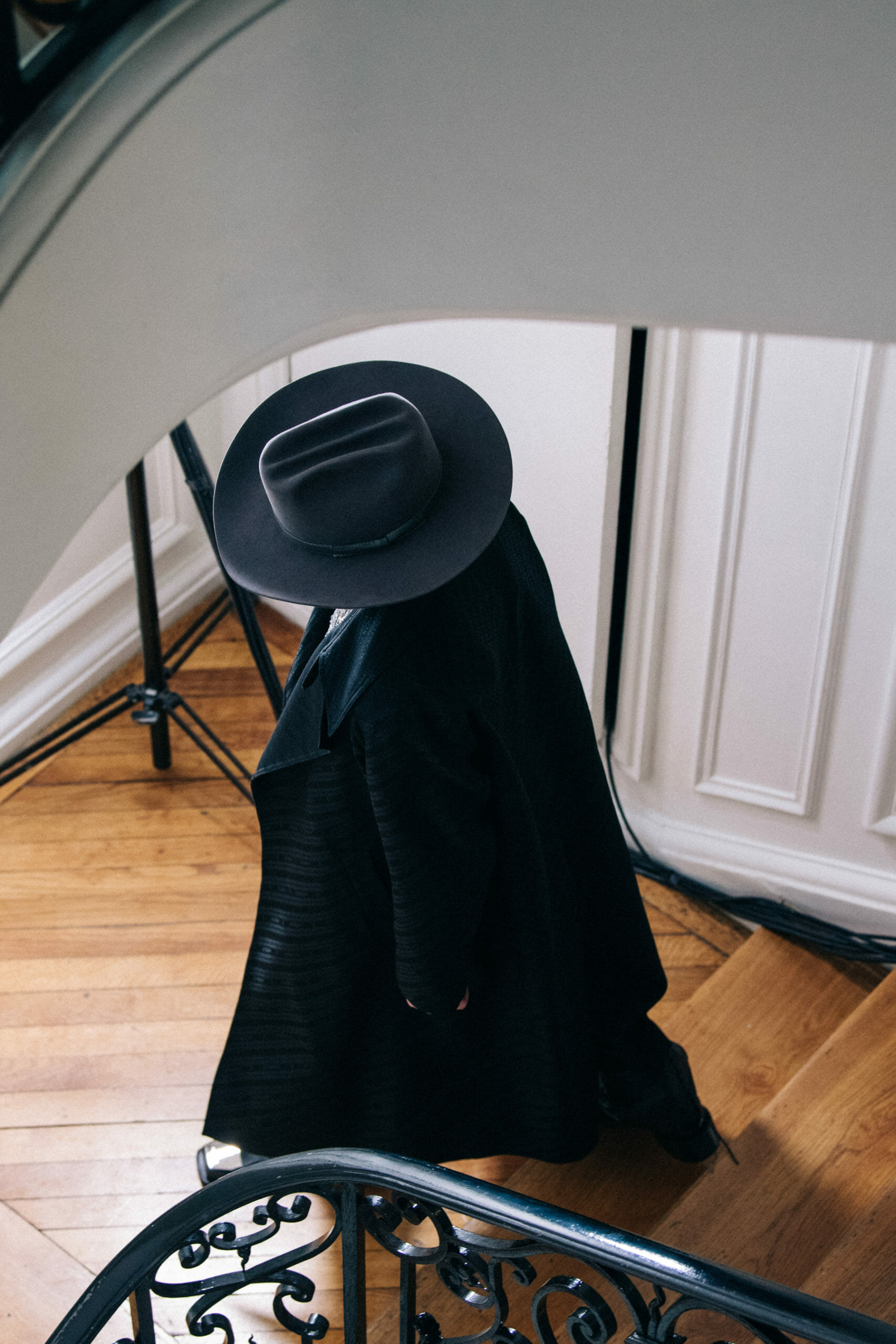 Model wearing cowboy hat at Givenchy