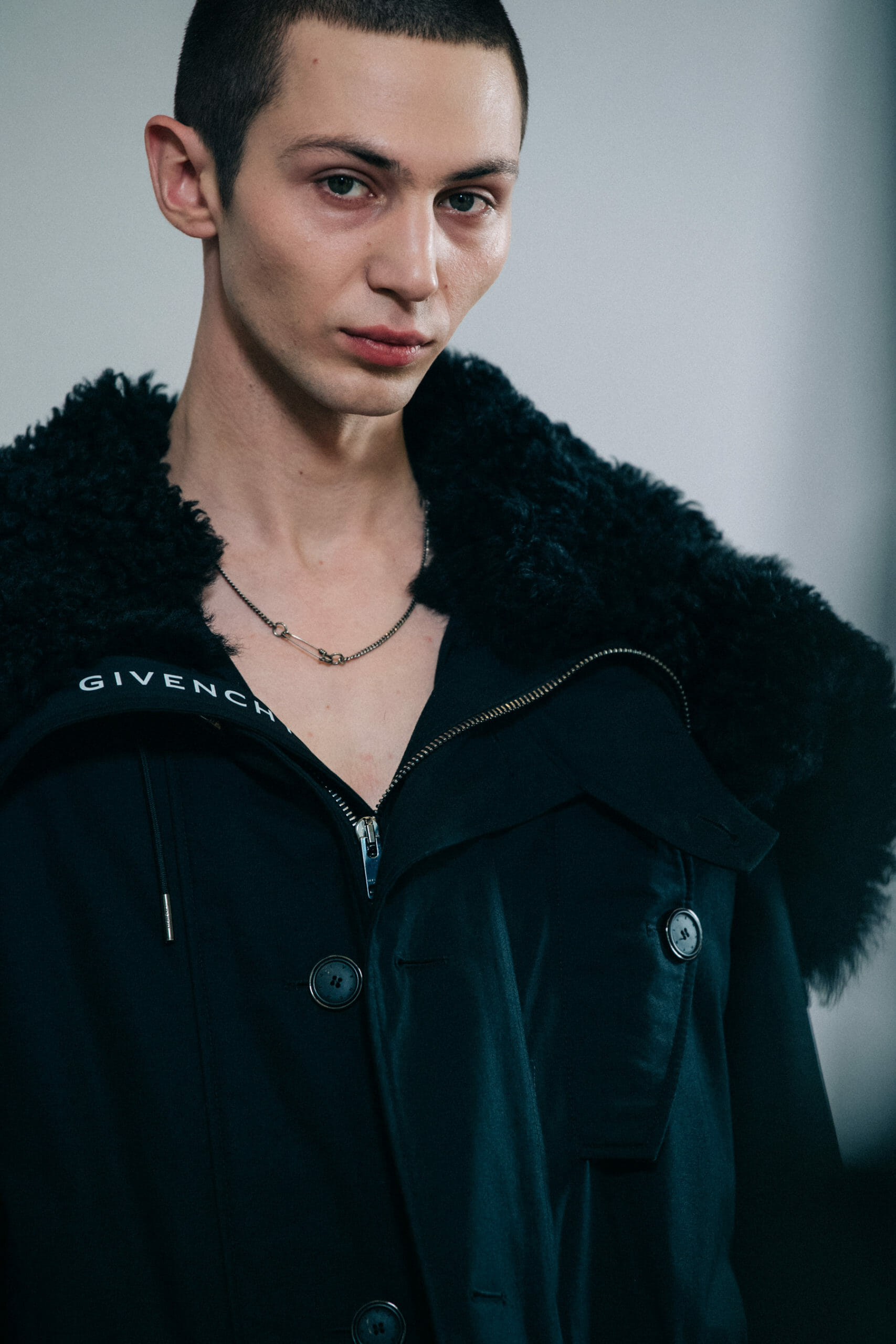 Model wearing black jacket